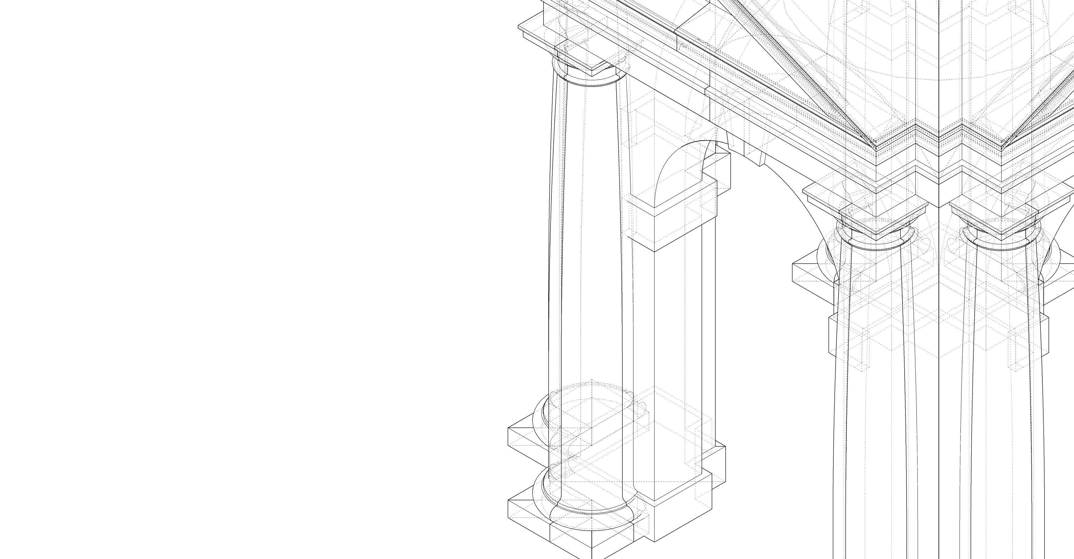 Arched portico in Tuscan order with 3 4 columns  3D model_10