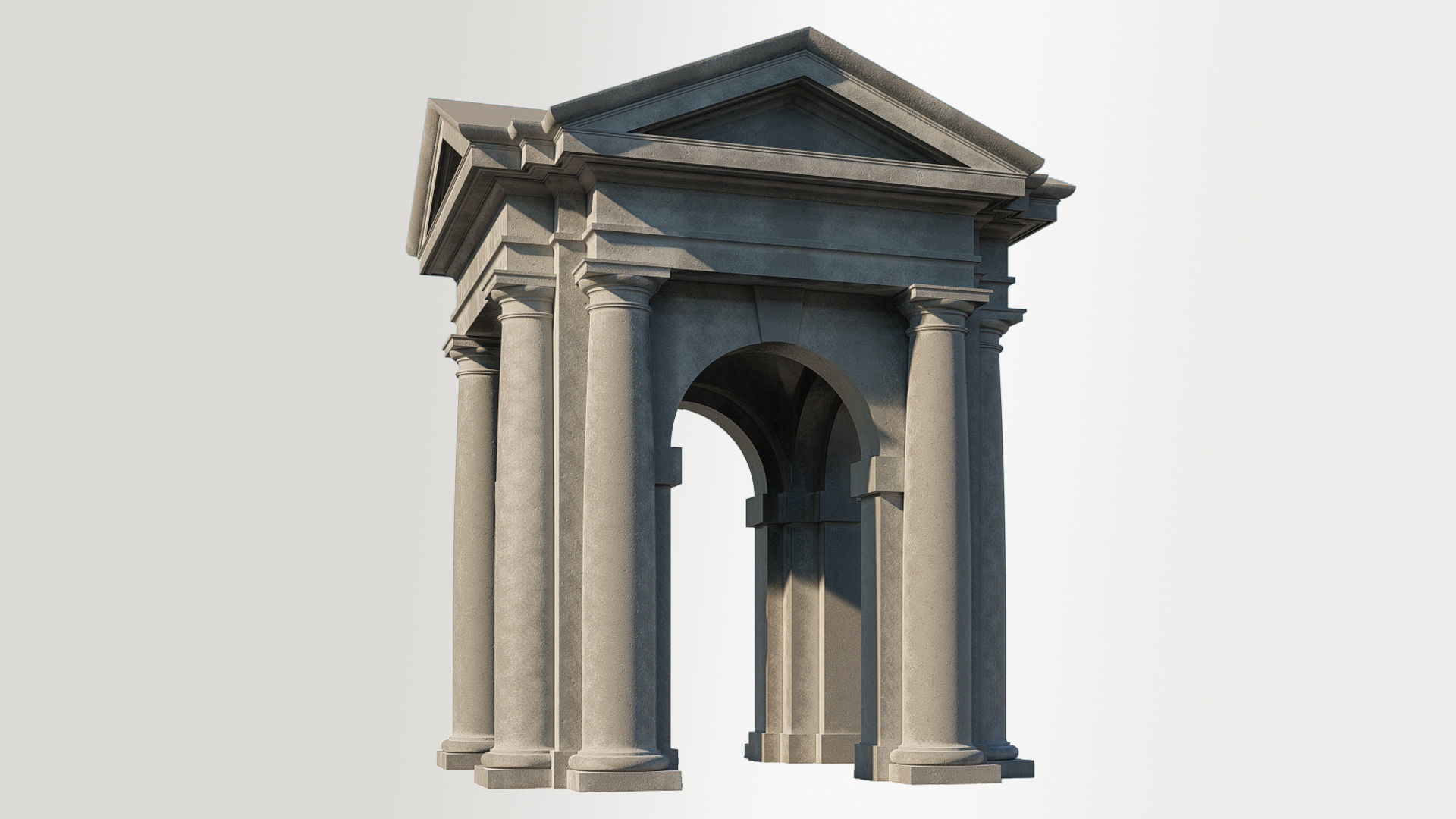 Arched portico in Tuscan order with 3 4 columns  3D model_2