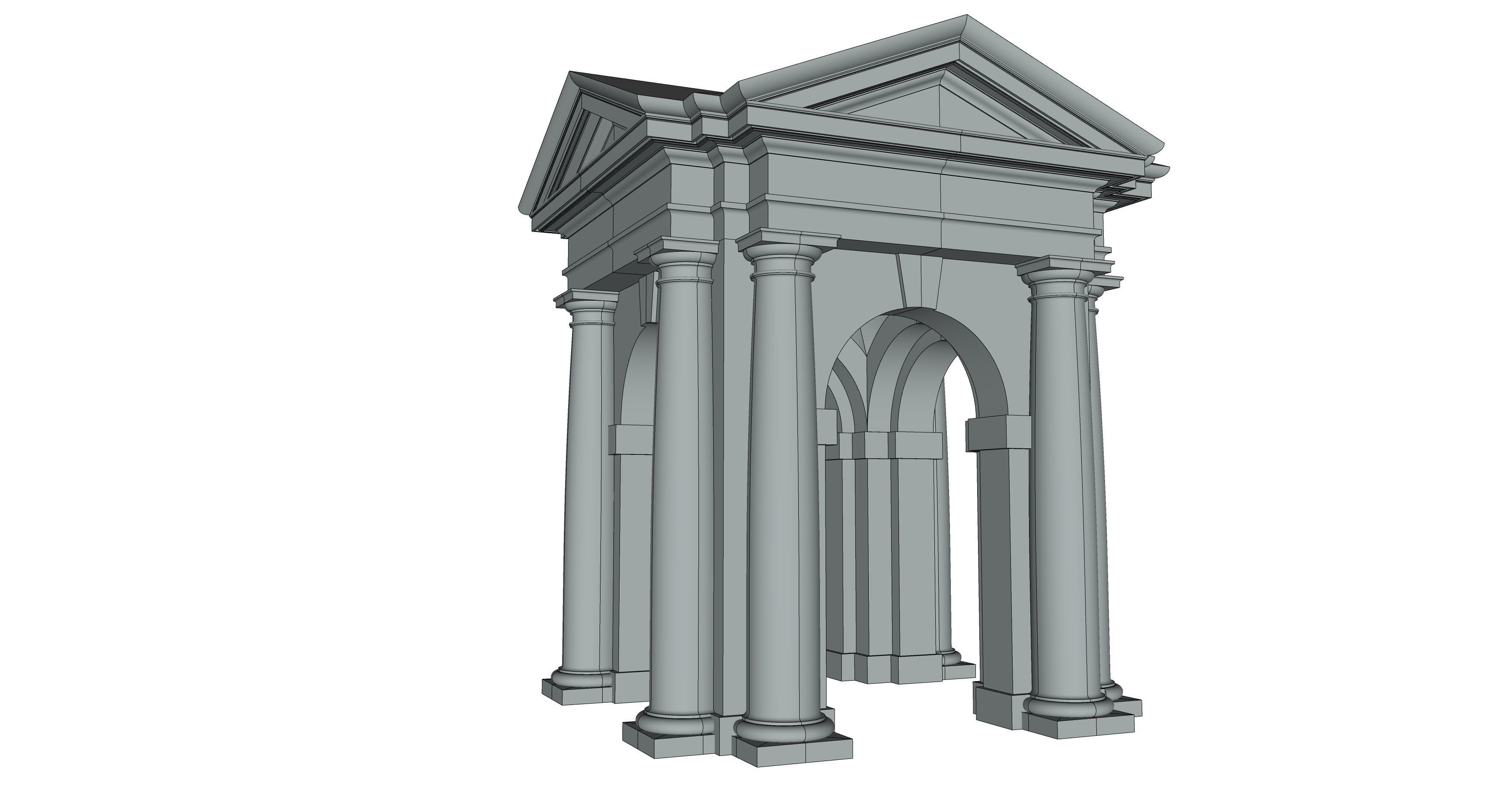 Arched portico in Tuscan order with 3 4 columns  3D model_6