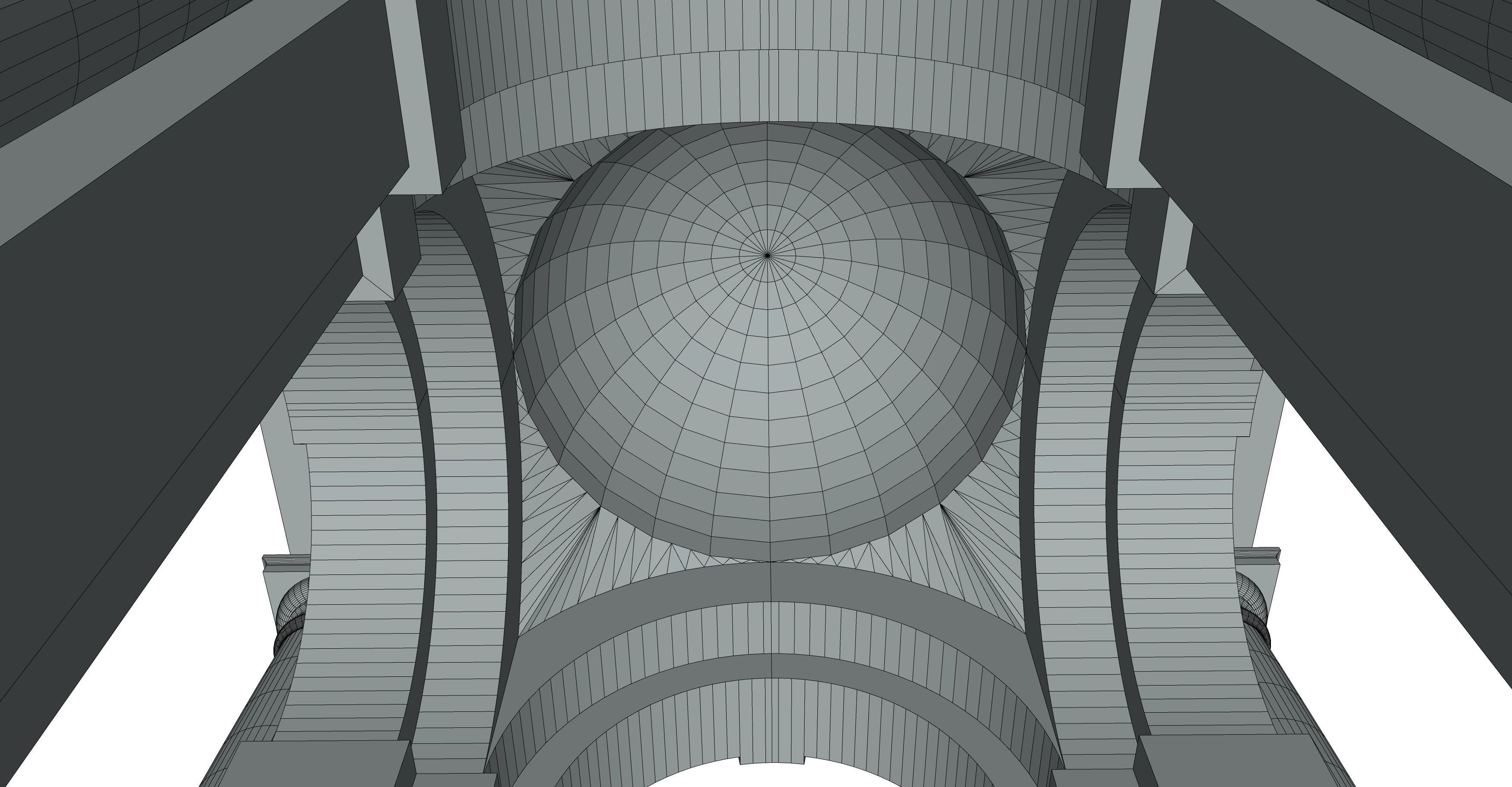 Arched portico in Tuscan order with 3 4 columns  3D model_9