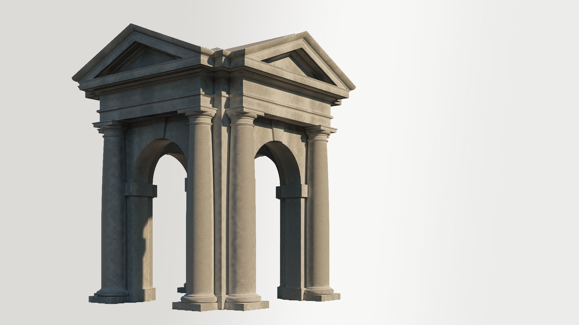 Arched portico in Tuscan order with 3 4 columns  3D model_3
