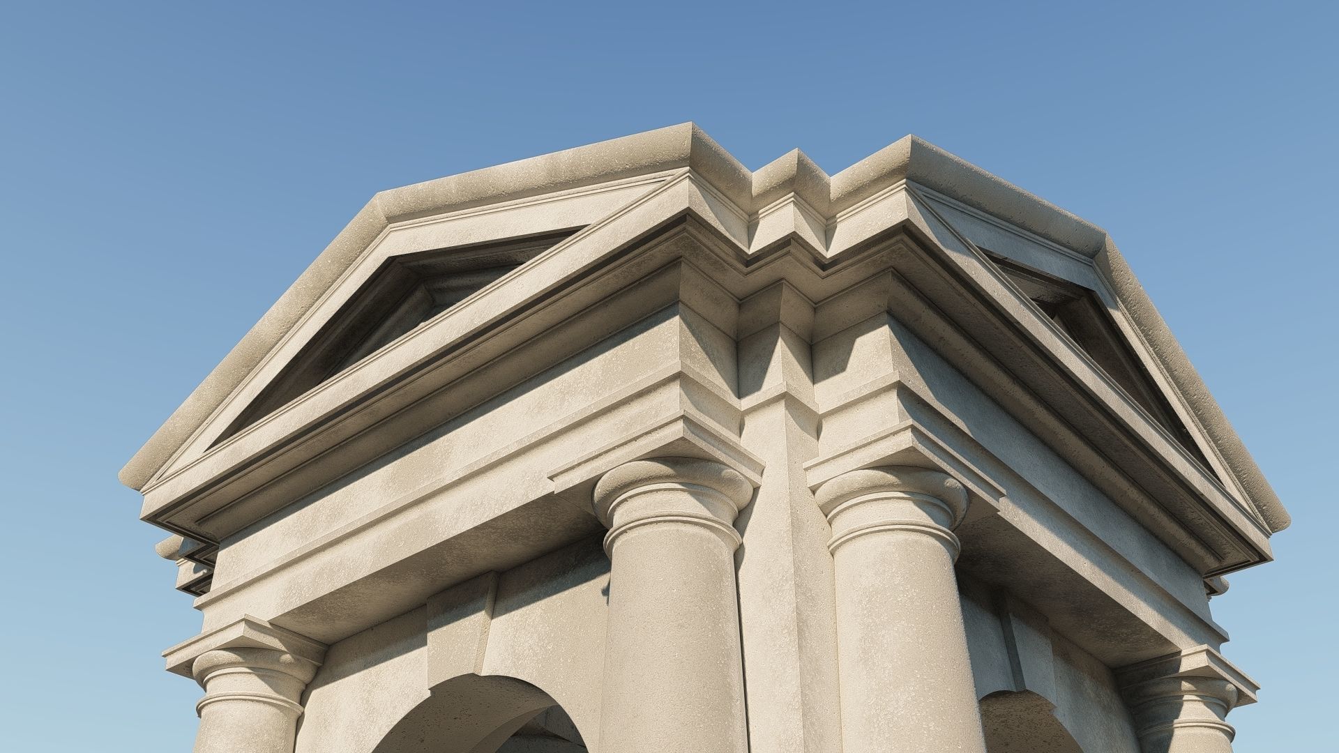 Arched portico in Tuscan order with 3 4 columns  3D model_1