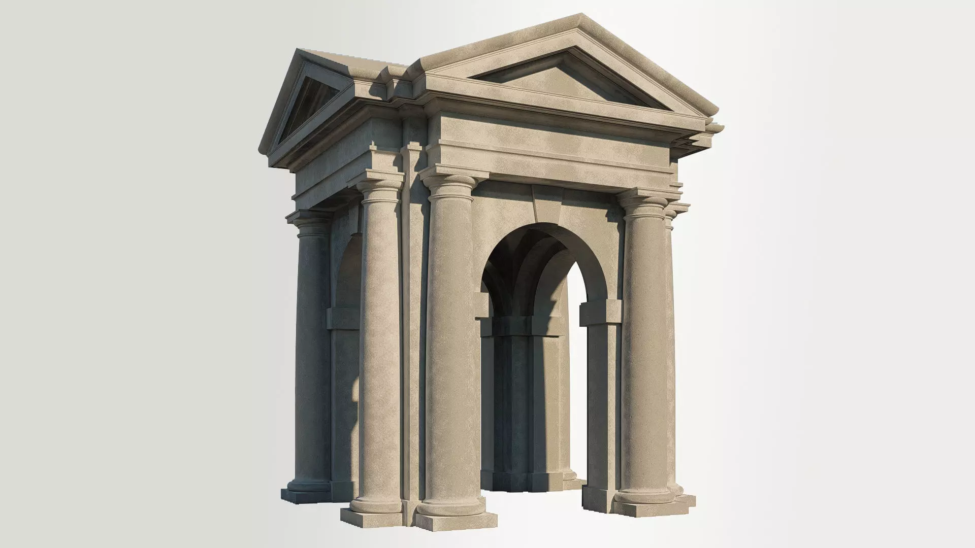 Arched portico in Tuscan order with 3 4 columns  3D model_0