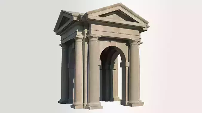 Arched portico in Tuscan order with 3 4 columns  3D model
