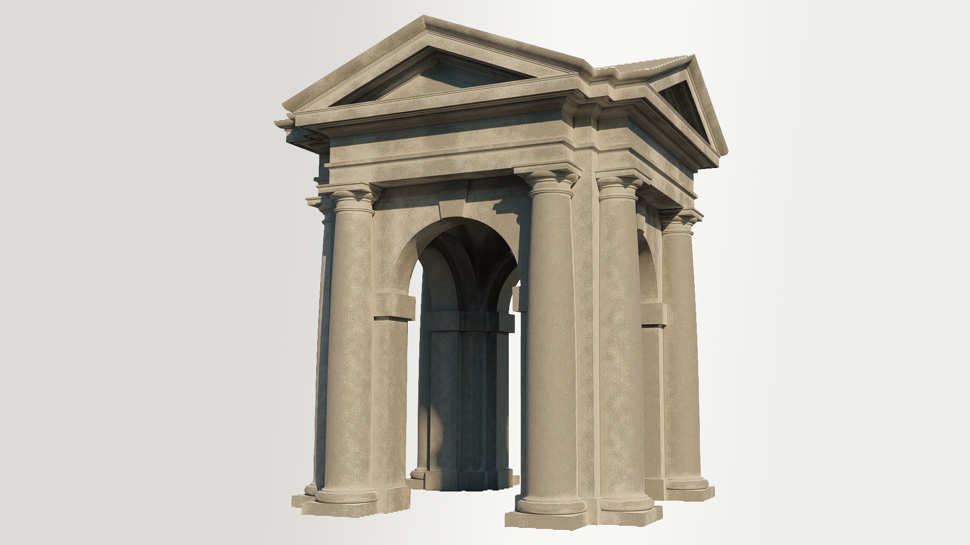 Arched portico in Tuscan order with 3 4 columns  3D model_5