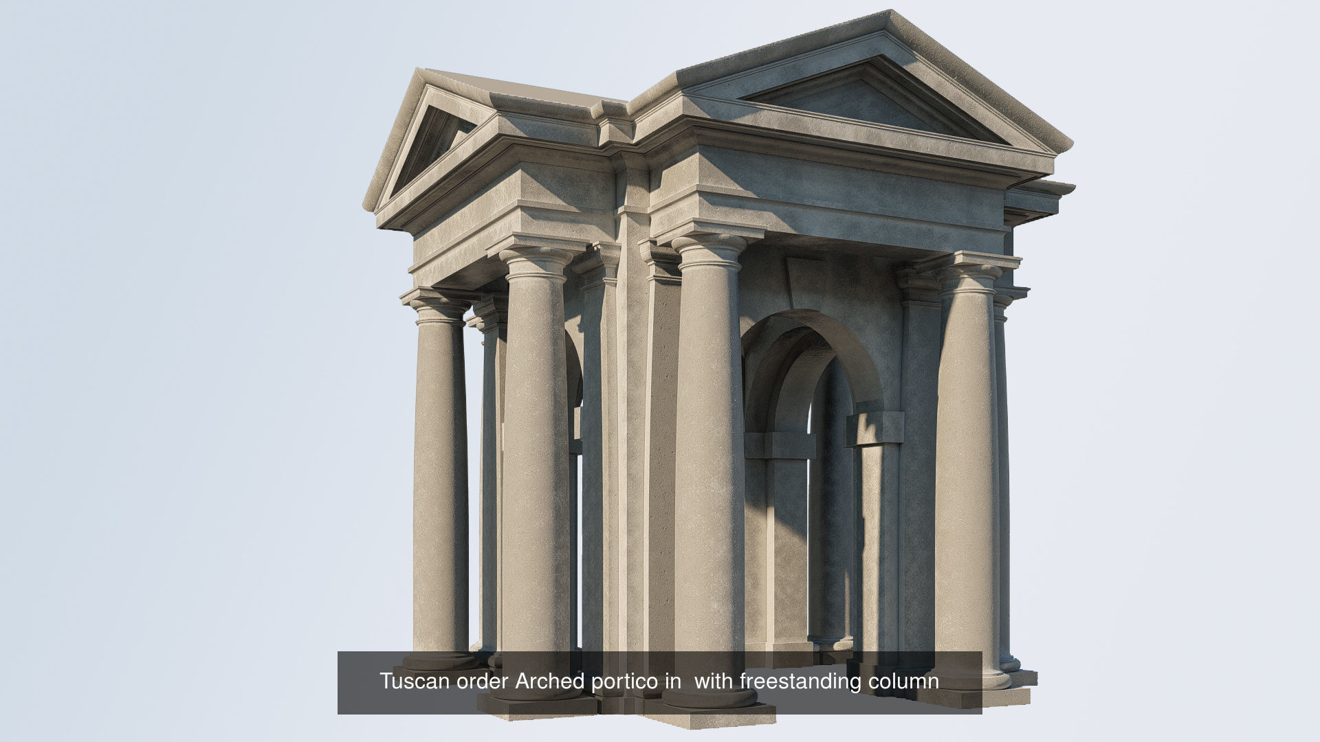 gazebo Arched portico in Tuscan orde on Vignola 3D Model Collection_4