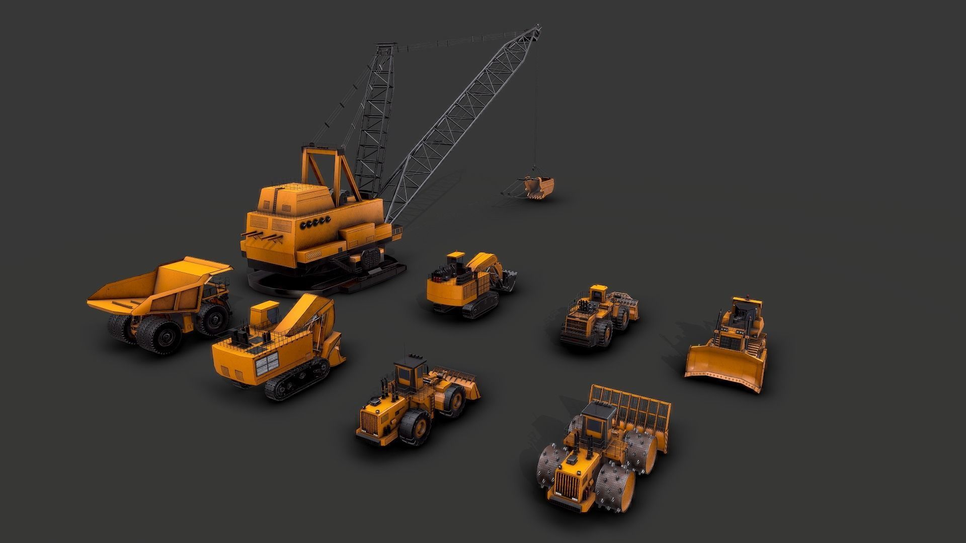 Old Construction and Mining Machines 3D Model Collection_11