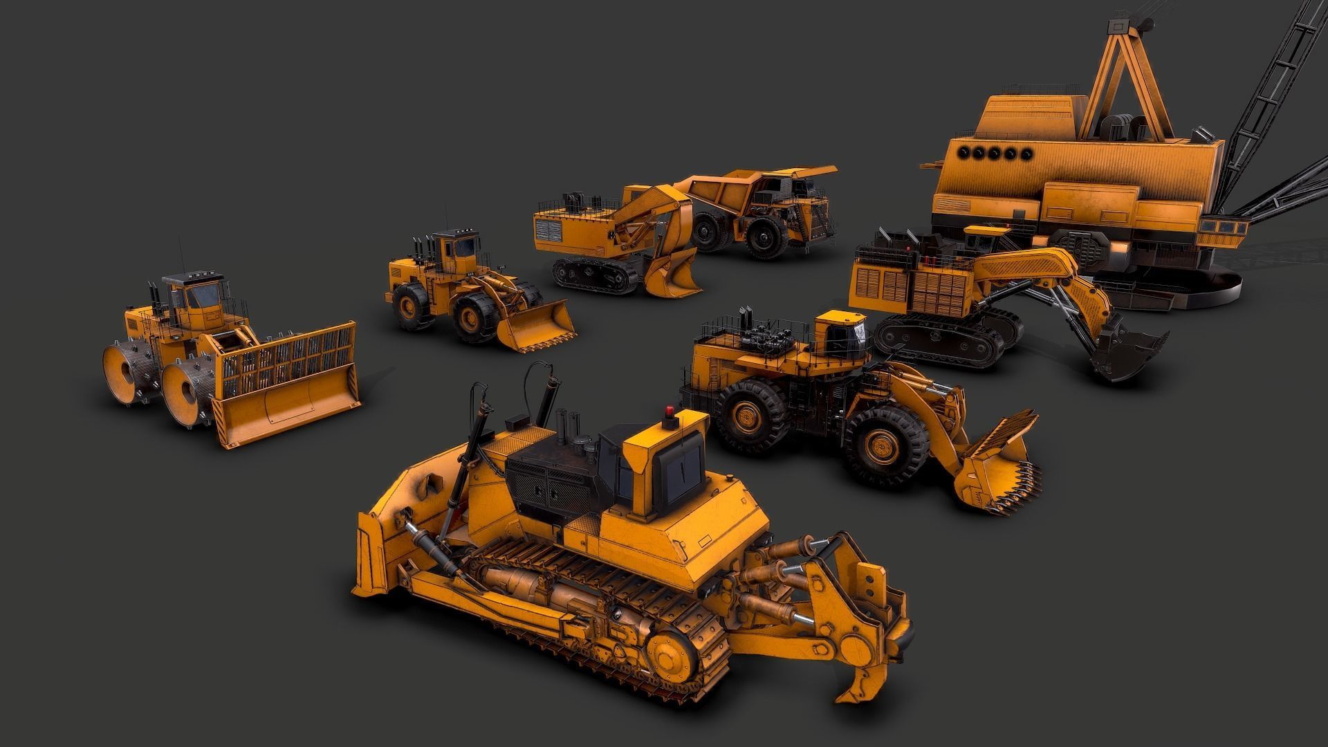 Old Construction and Mining Machines 3D Model Collection_10