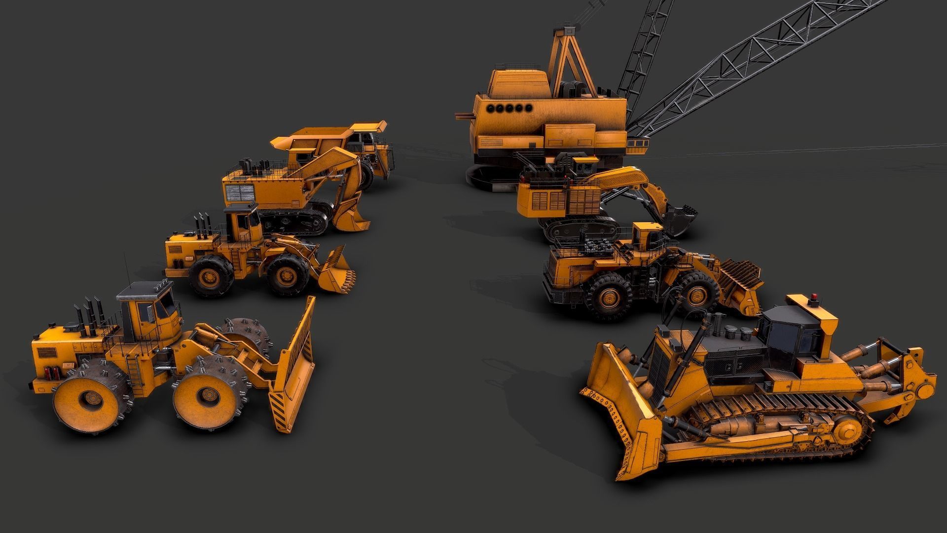 Old Construction and Mining Machines 3D Model Collection_9