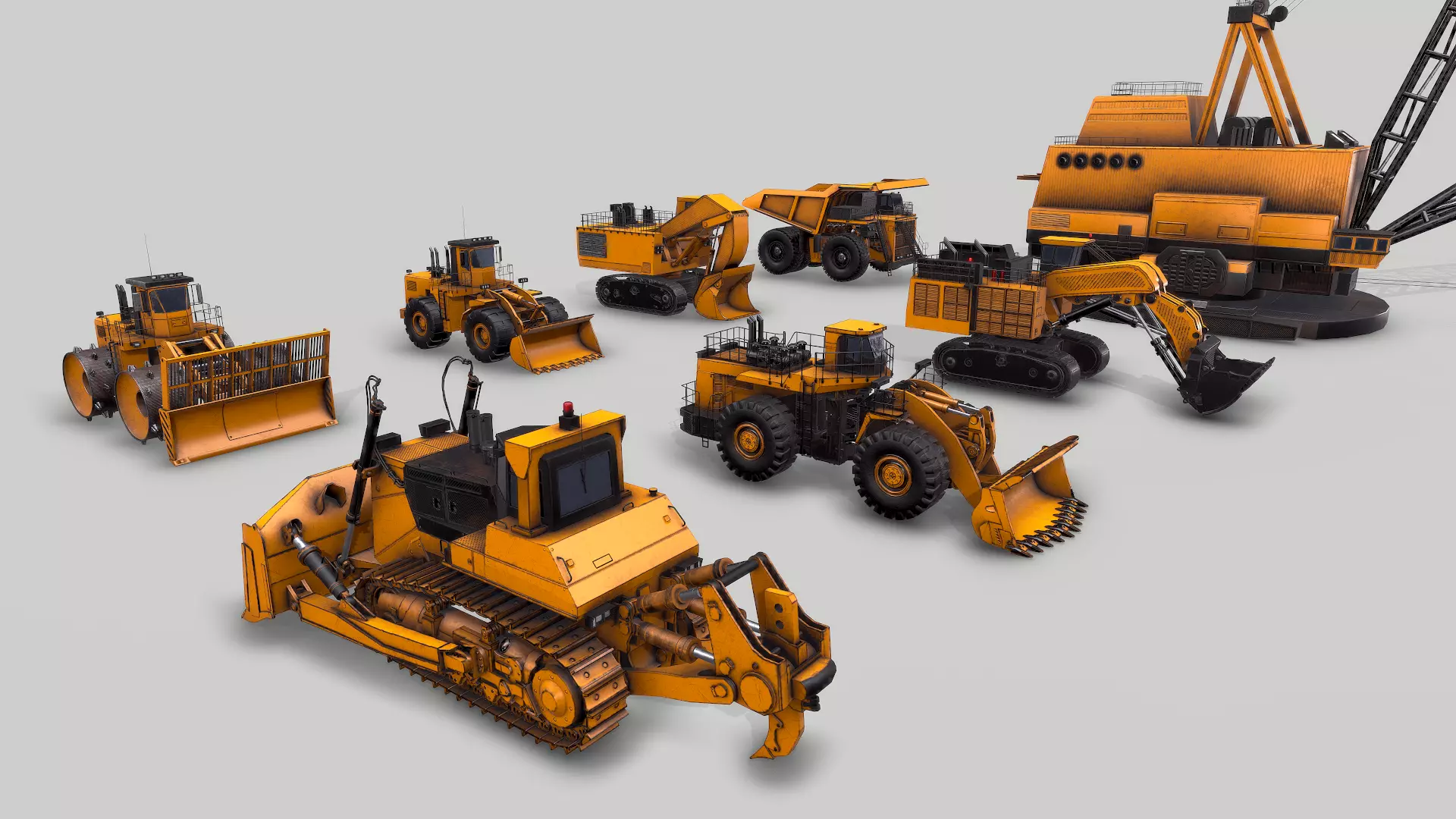 Old Construction and Mining Machines 3D Model Collection_0