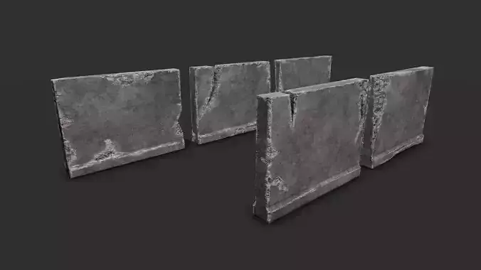 Damaged Concrete Walls Low-poly 3D model