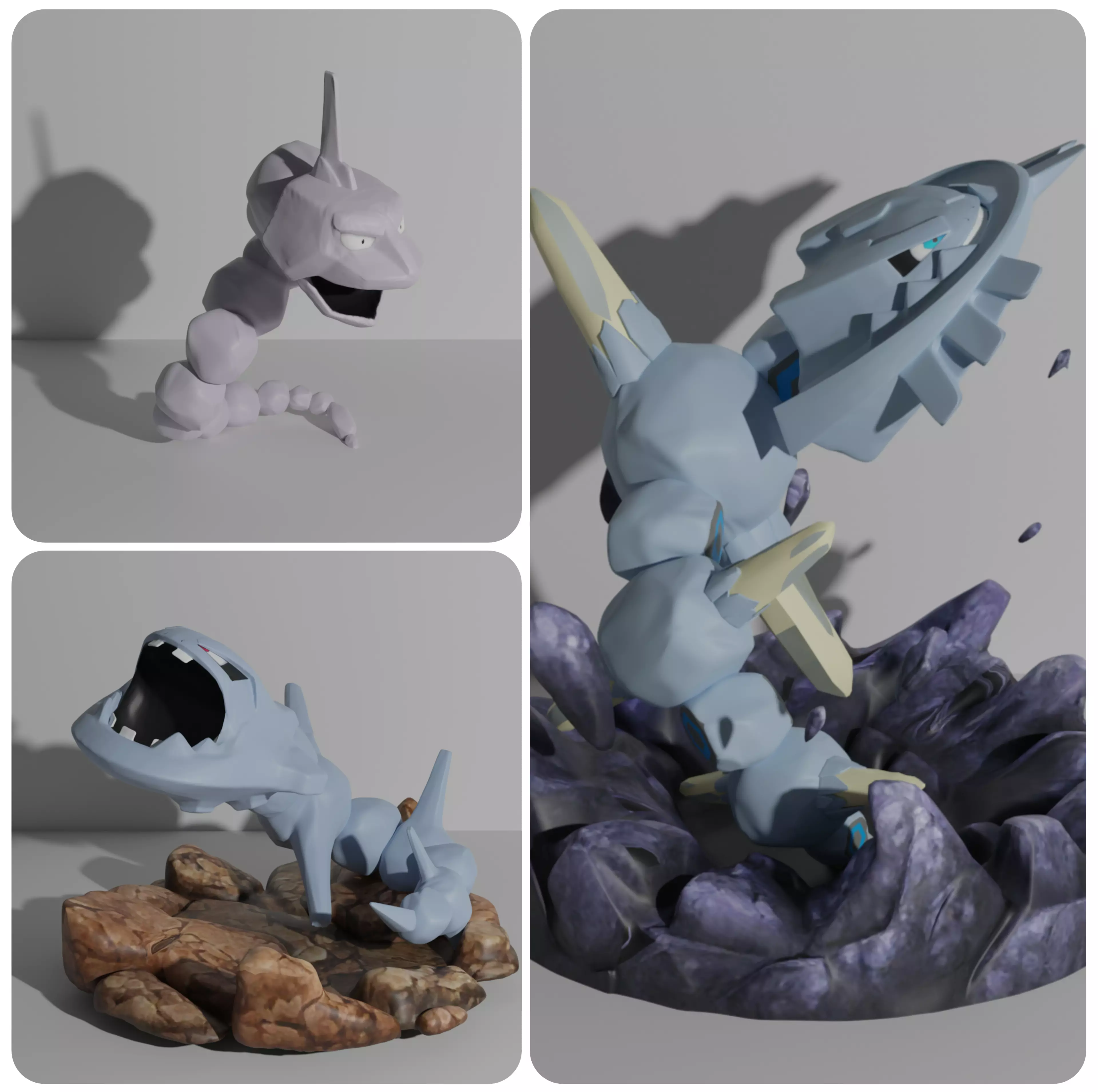 Onyx Steelix and Mega-Steelix 3D print model 3D print model_0
