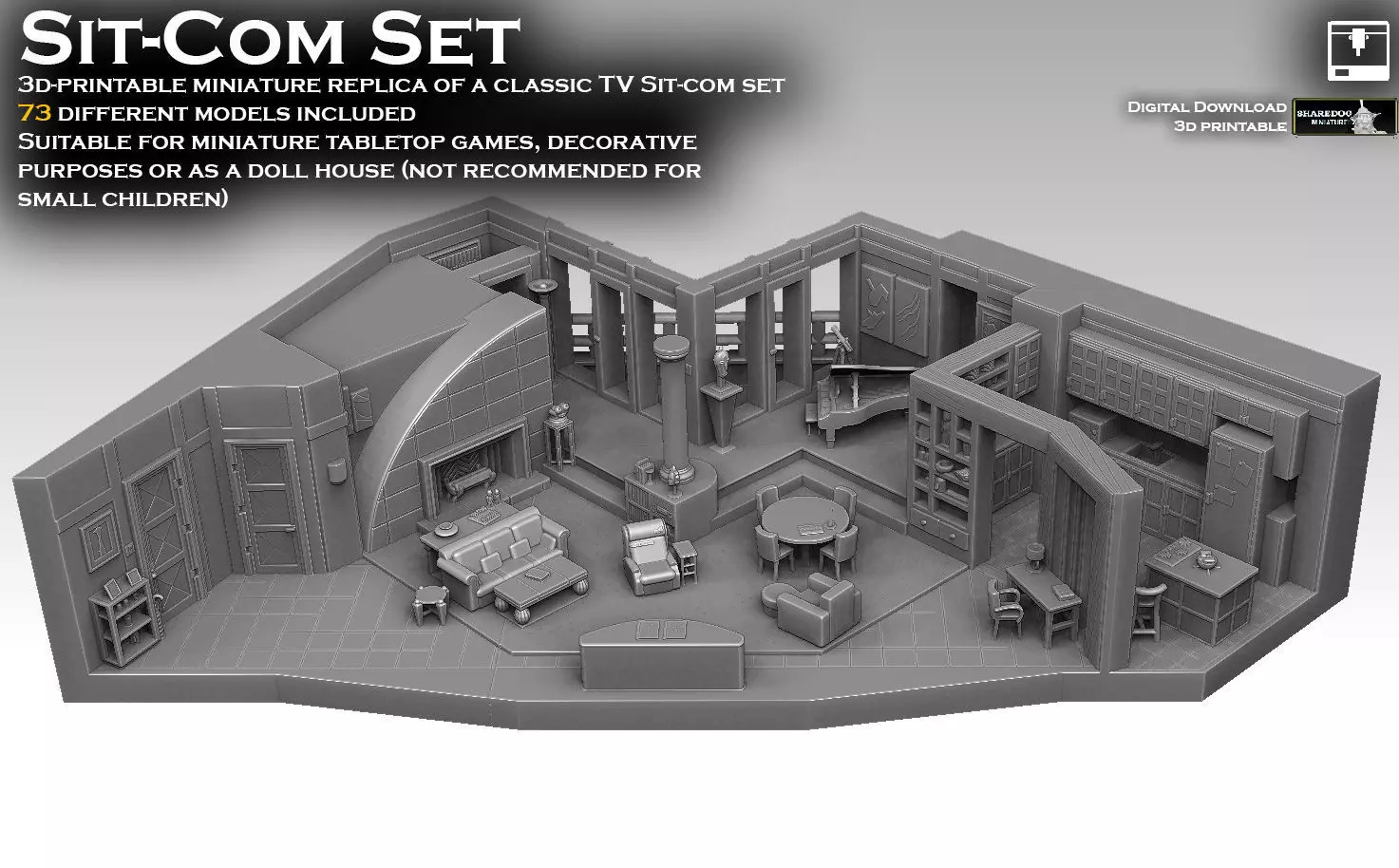 Sit Com Set 3D print model_0