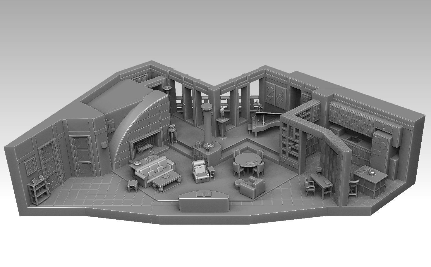 Sit Com Set 3D print model_7