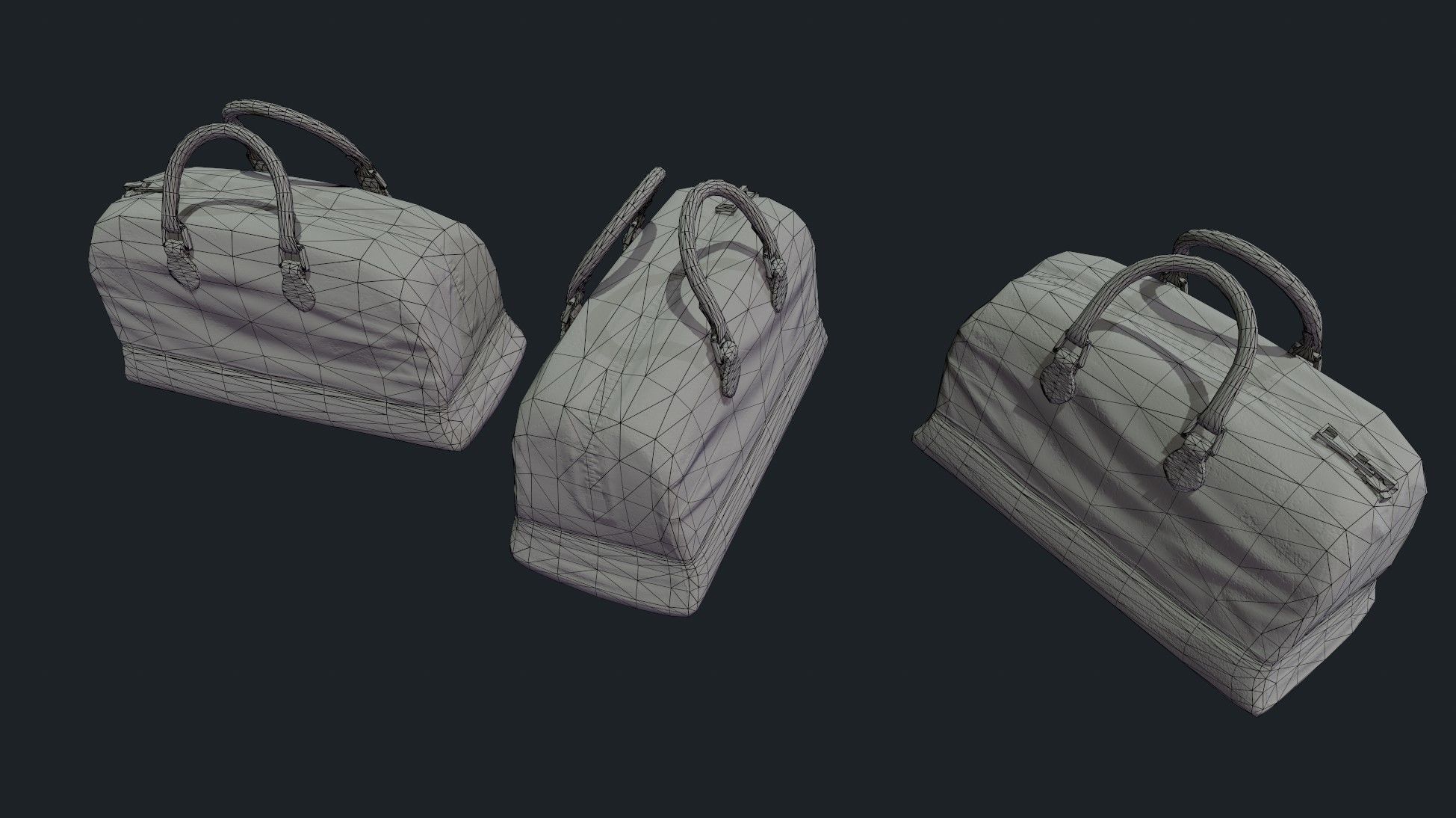 retro HandBag Low-poly 3D model_7