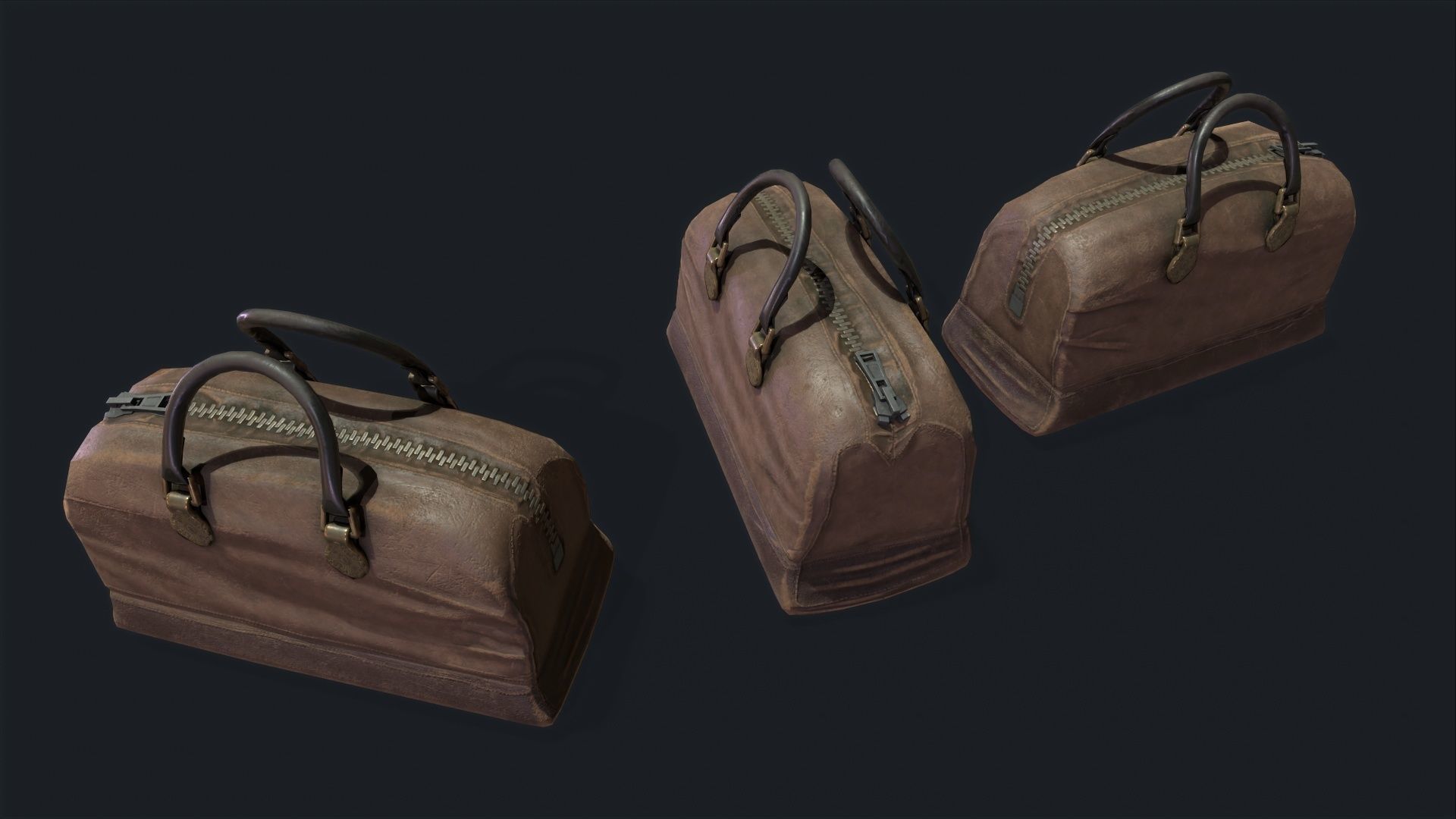 retro HandBag Low-poly 3D model_5