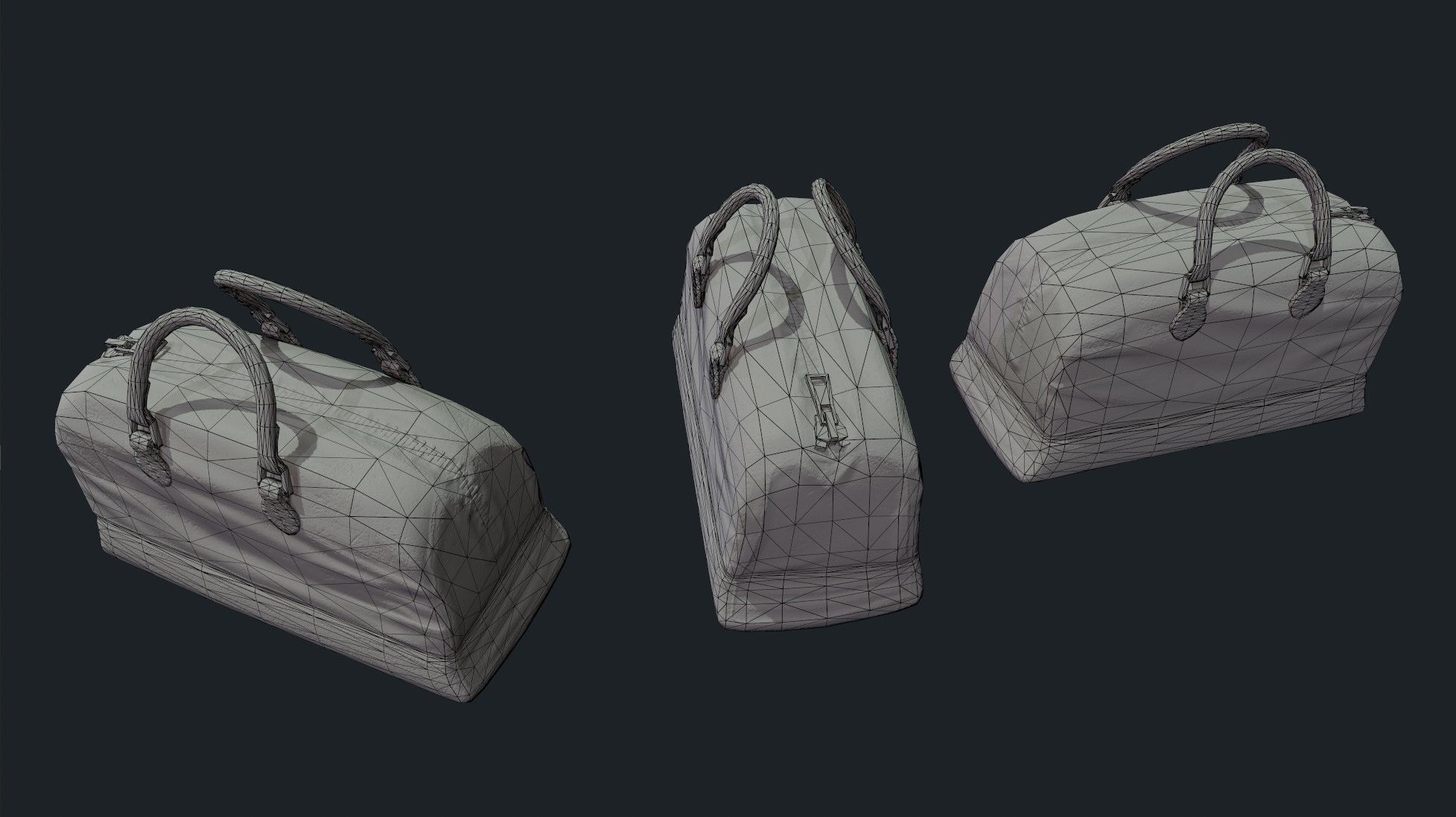 retro HandBag Low-poly 3D model_6