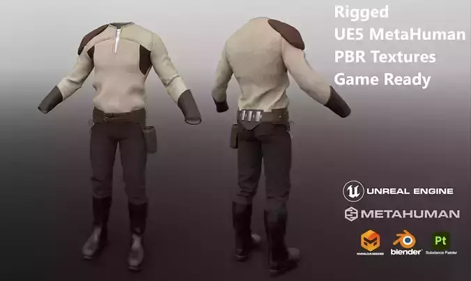Kyle Katarn Game Ready Clothing Low-poly 3D model