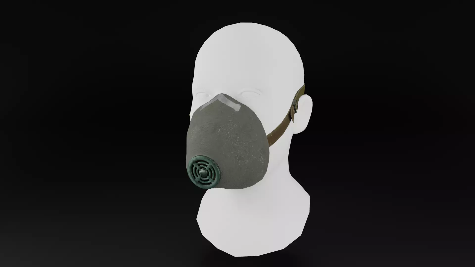 Respirator U-2K-R2 Low-poly 3D model_0