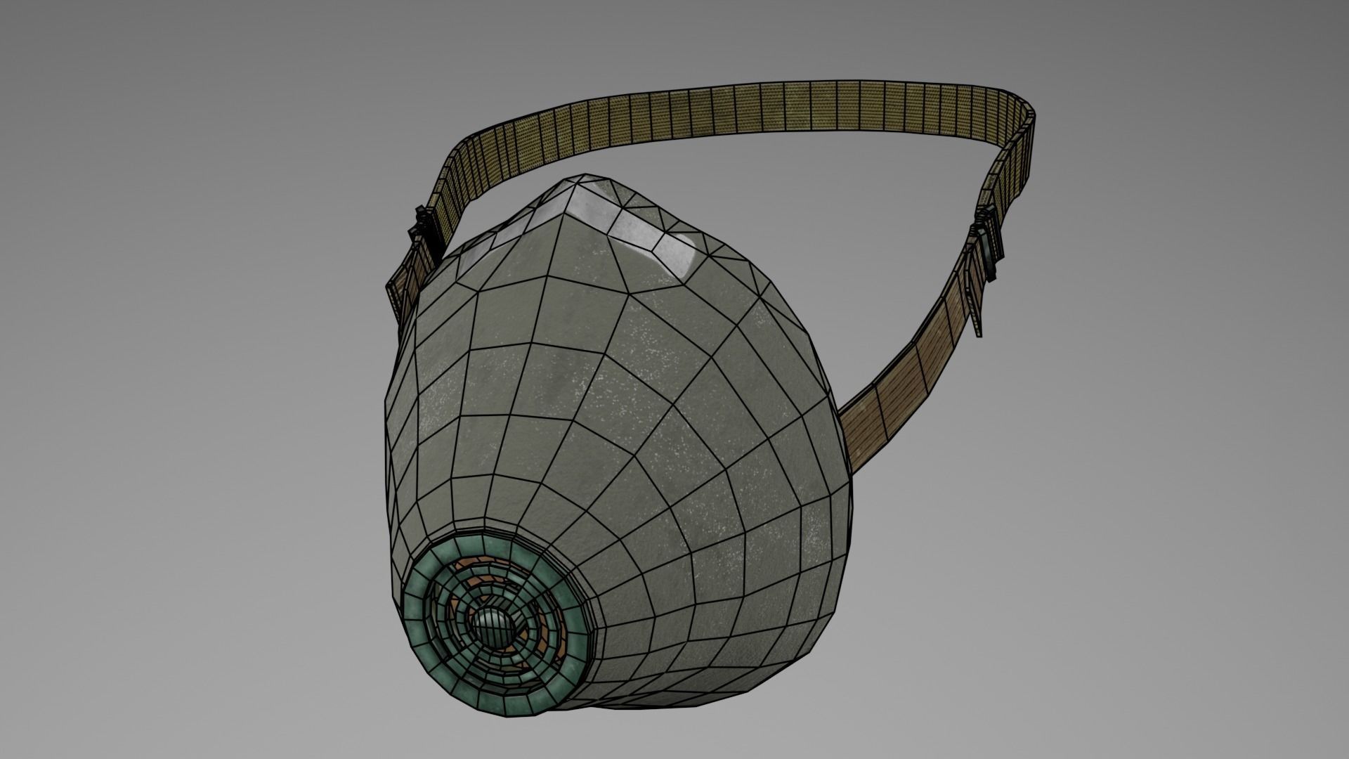 Respirator U-2K-R2 Low-poly 3D model_13