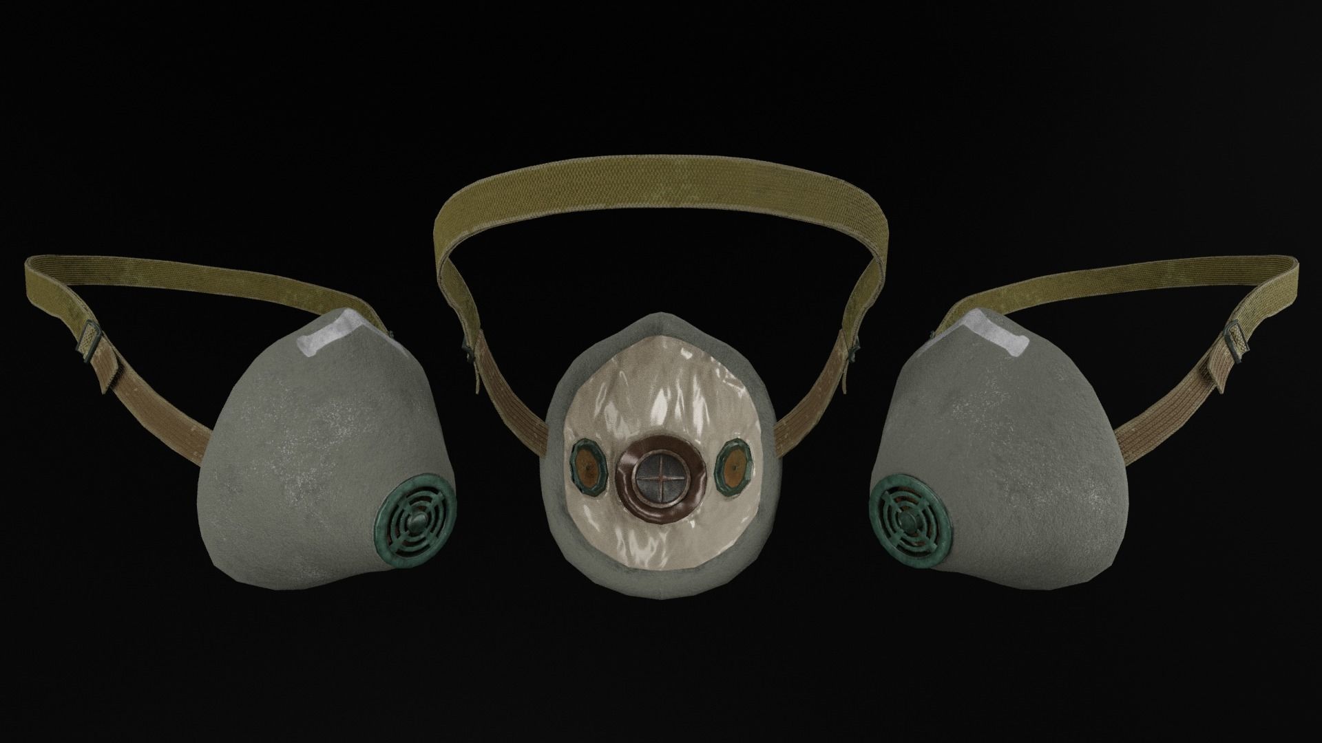 Respirator U-2K-R2 Low-poly 3D model_4