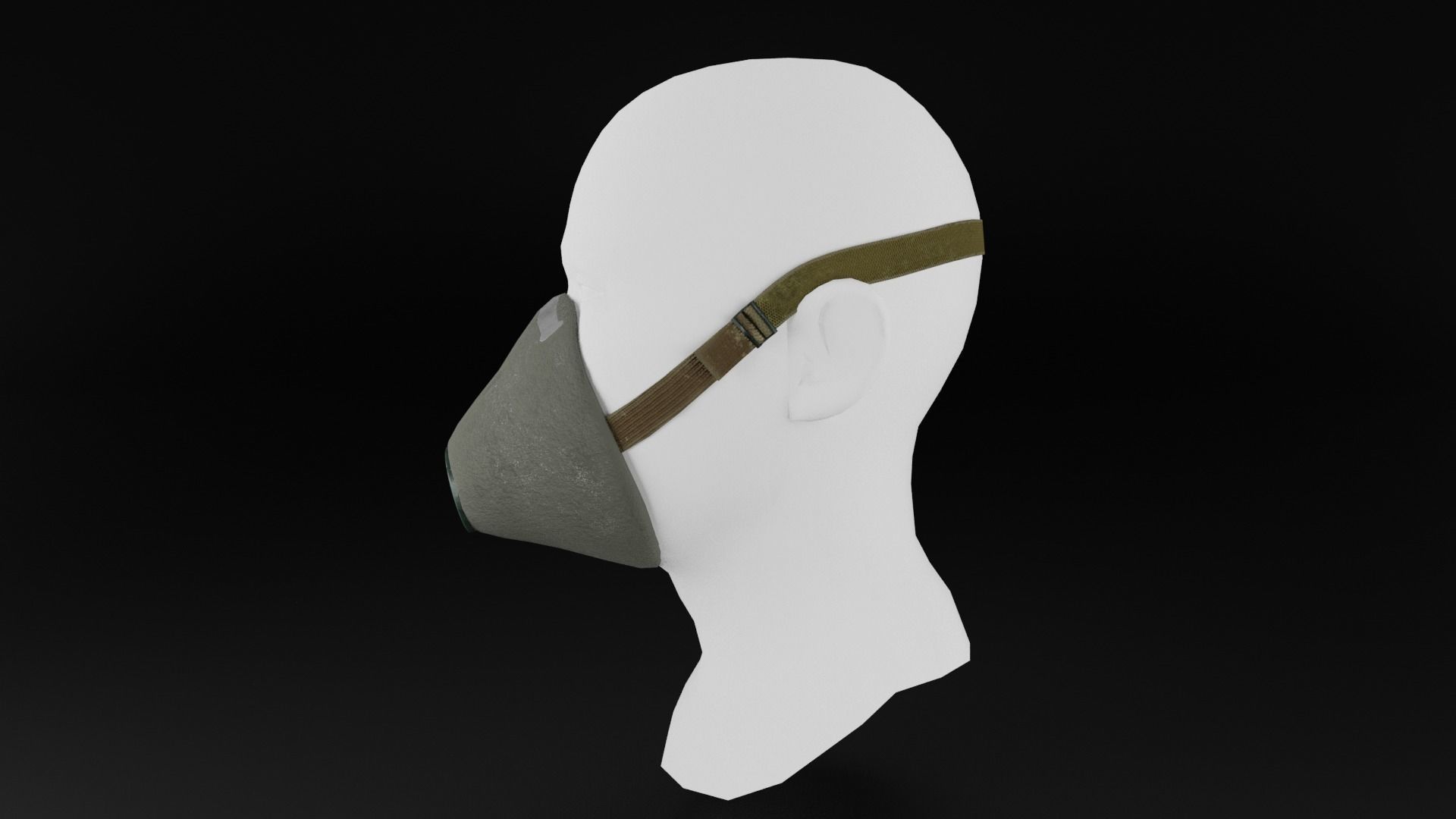 Respirator U-2K-R2 Low-poly 3D model_1