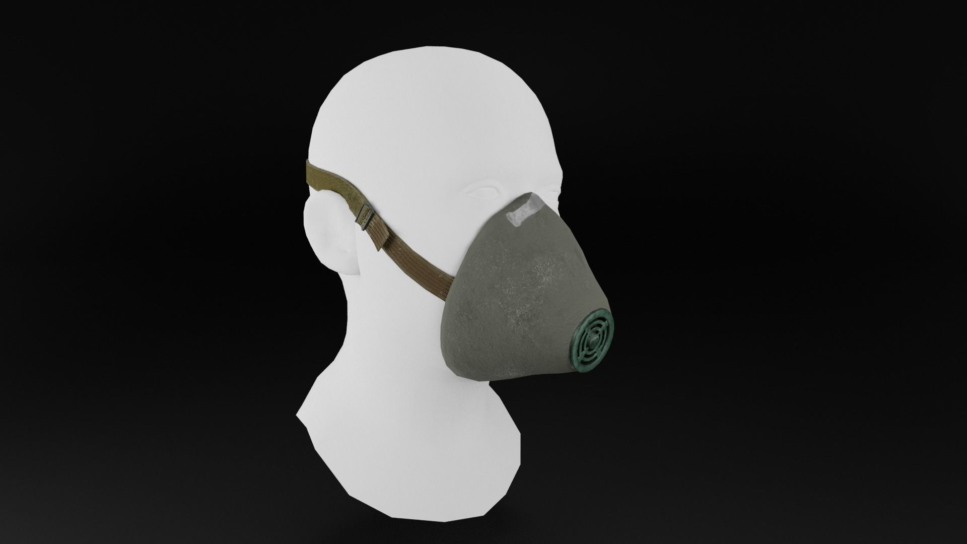 Respirator U-2K-R2 Low-poly 3D model_2