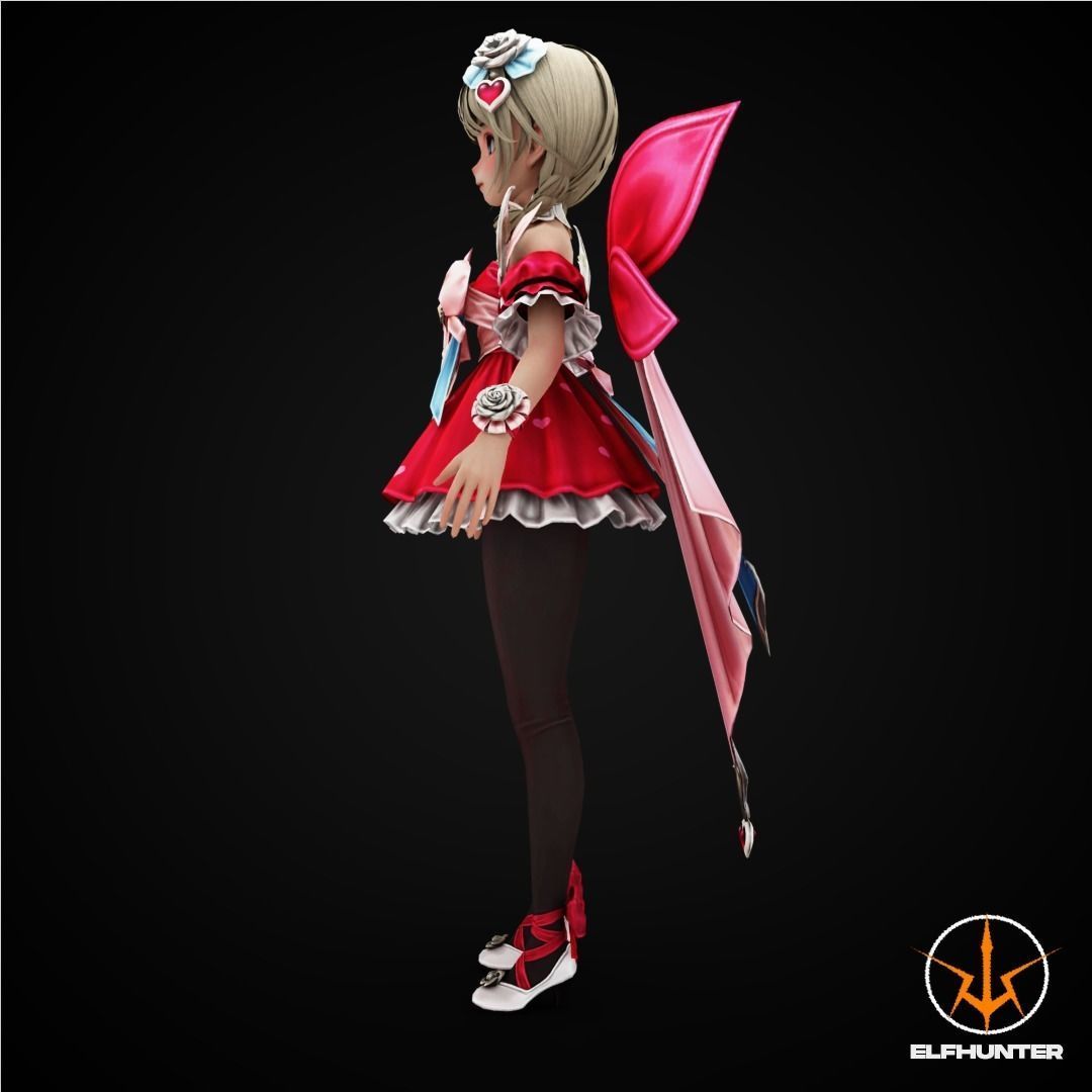 EXCLUSIVE ELF HUNTER EDITION RIGGED CHARACTER DWARF VALENTINE Low-poly 3D model_5