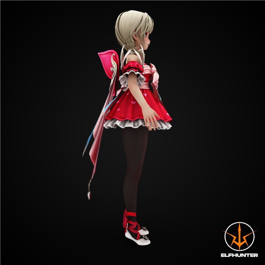 EXCLUSIVE ELF HUNTER EDITION RIGGED CHARACTER DWARF VALENTINE Low-poly 3D model_3