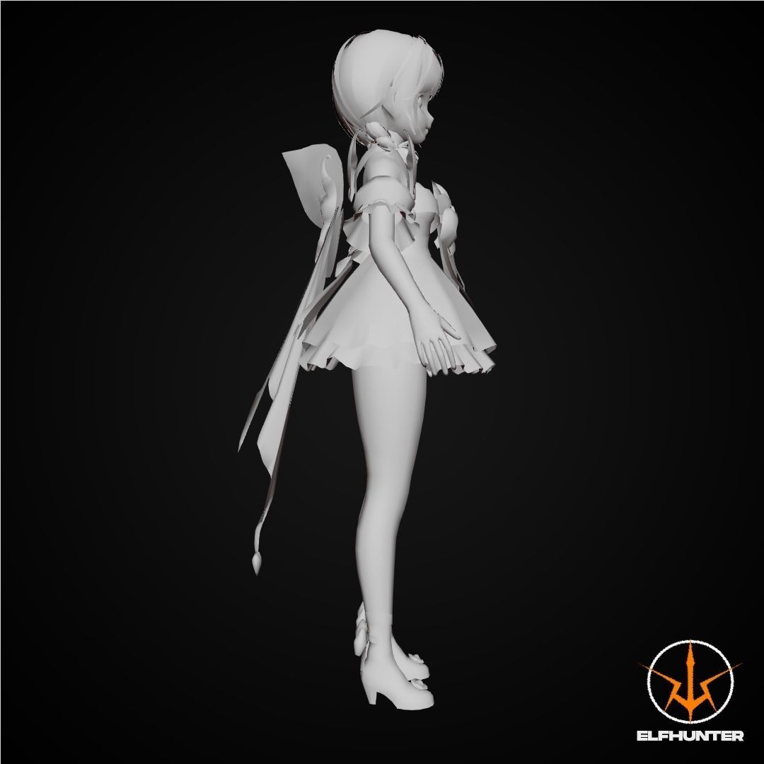 EXCLUSIVE ELF HUNTER EDITION RIGGED CHARACTER DWARF VALENTINE Low-poly 3D model_7