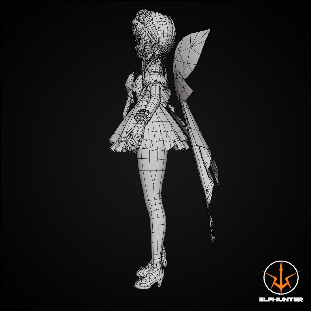EXCLUSIVE ELF HUNTER EDITION RIGGED CHARACTER DWARF VALENTINE Low-poly 3D model_13