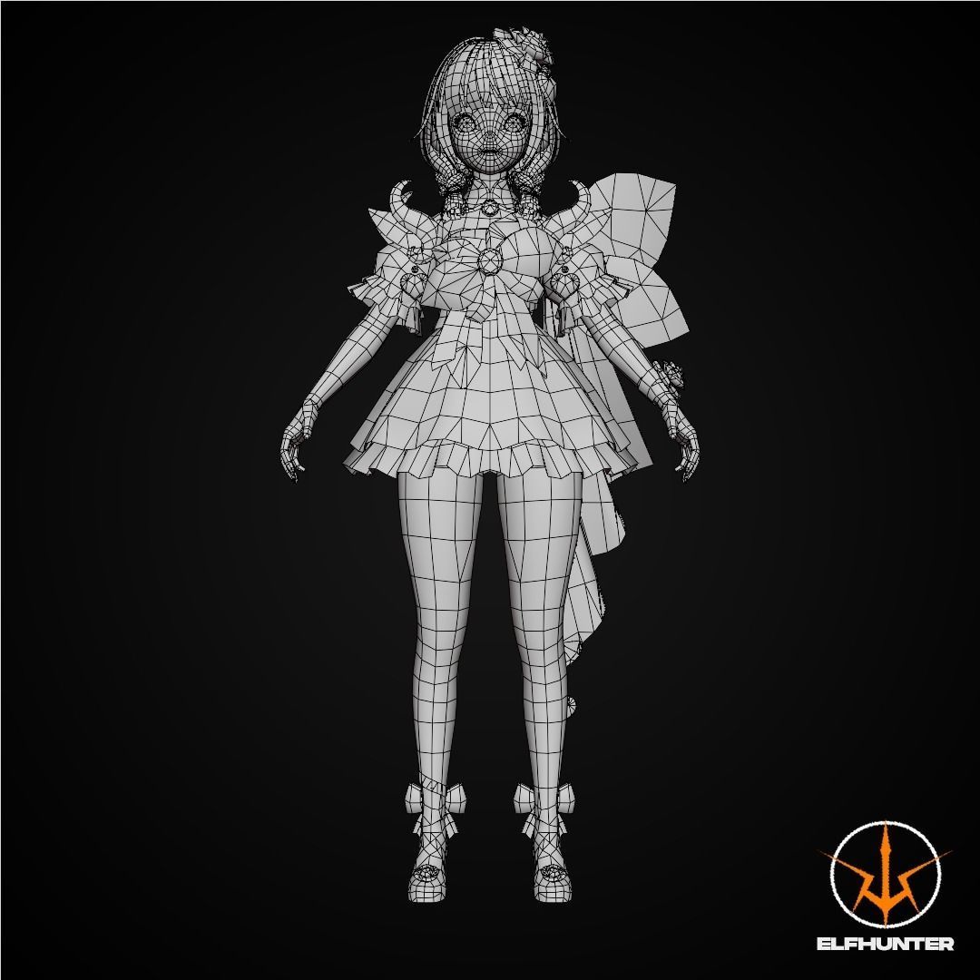 EXCLUSIVE ELF HUNTER EDITION RIGGED CHARACTER DWARF VALENTINE Low-poly 3D model_10