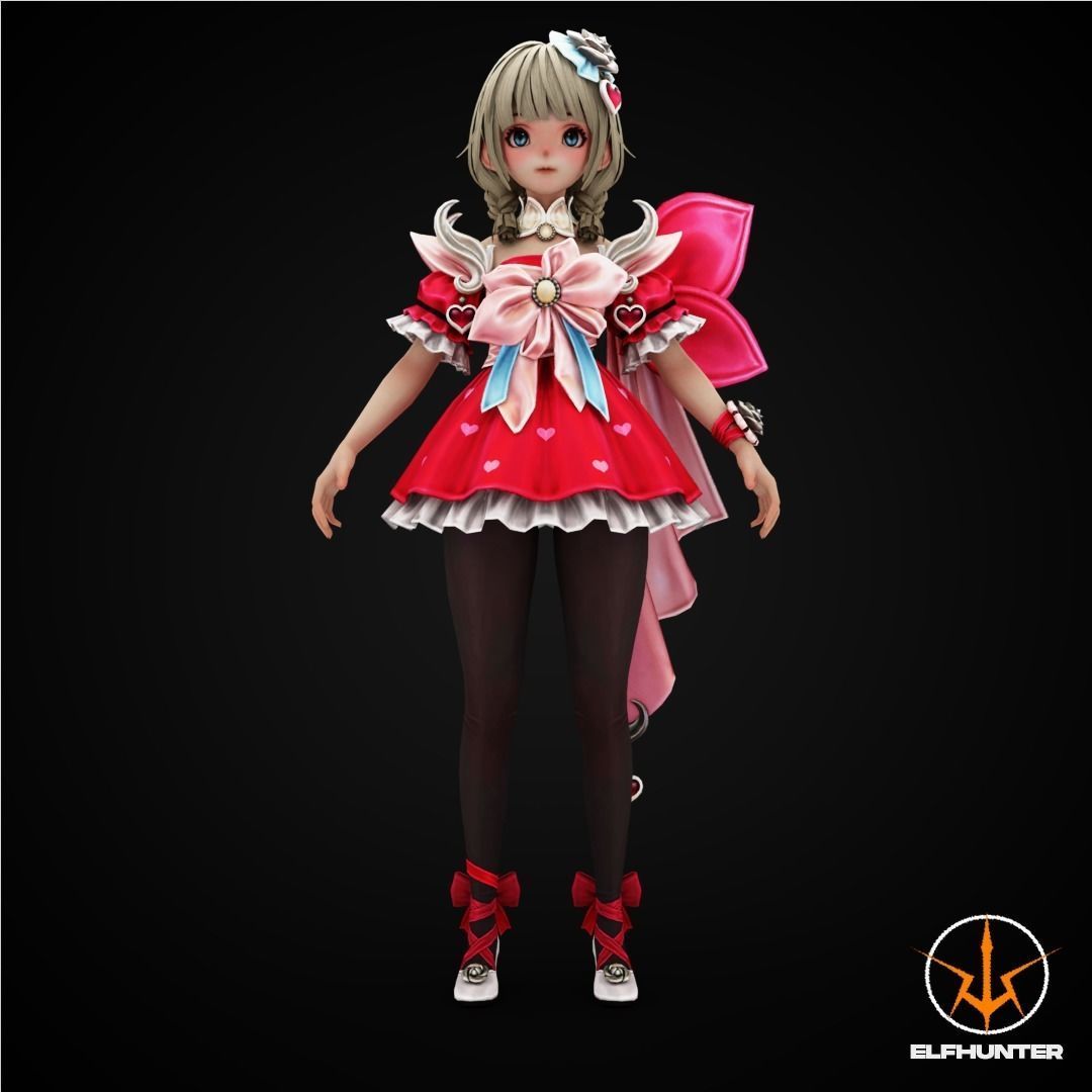 EXCLUSIVE ELF HUNTER EDITION RIGGED CHARACTER DWARF VALENTINE Low-poly 3D model_2