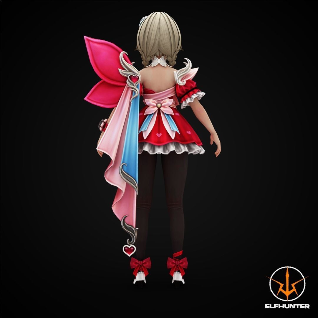 EXCLUSIVE ELF HUNTER EDITION RIGGED CHARACTER DWARF VALENTINE Low-poly 3D model_4