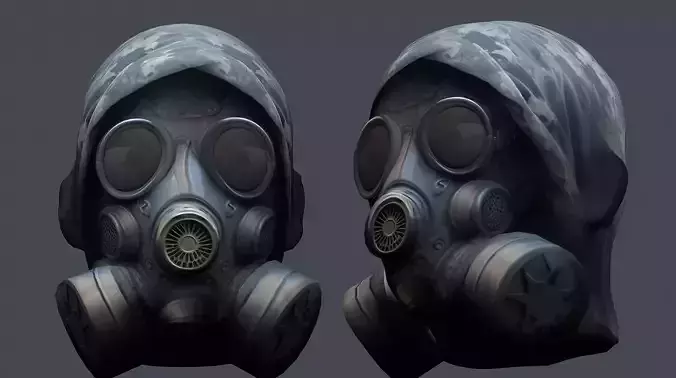 Gas mask helmet 3d model military combat Low-poly 