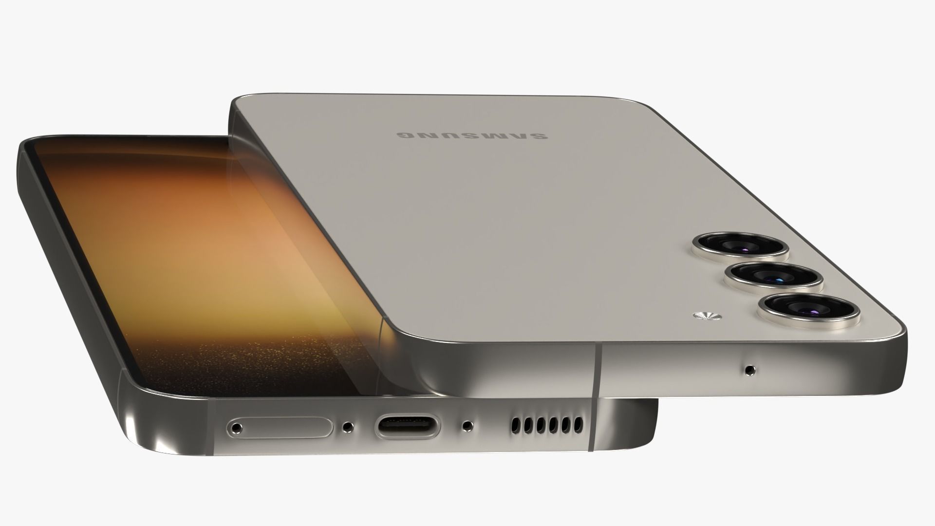 Samsung Galaxy S23 Cream Low-poly 3D model_6