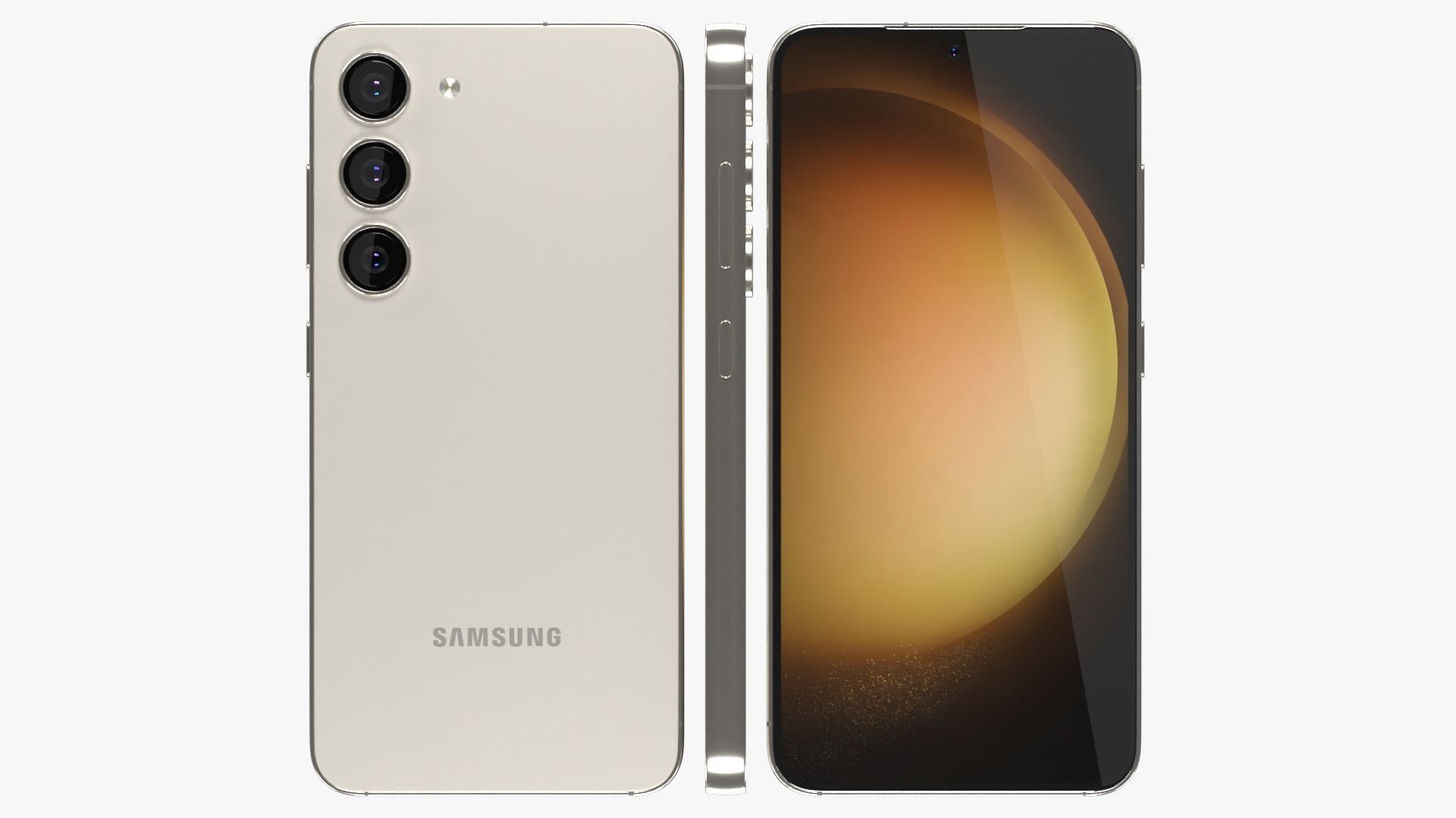 Samsung Galaxy S23 Cream Low-poly 3D model_2