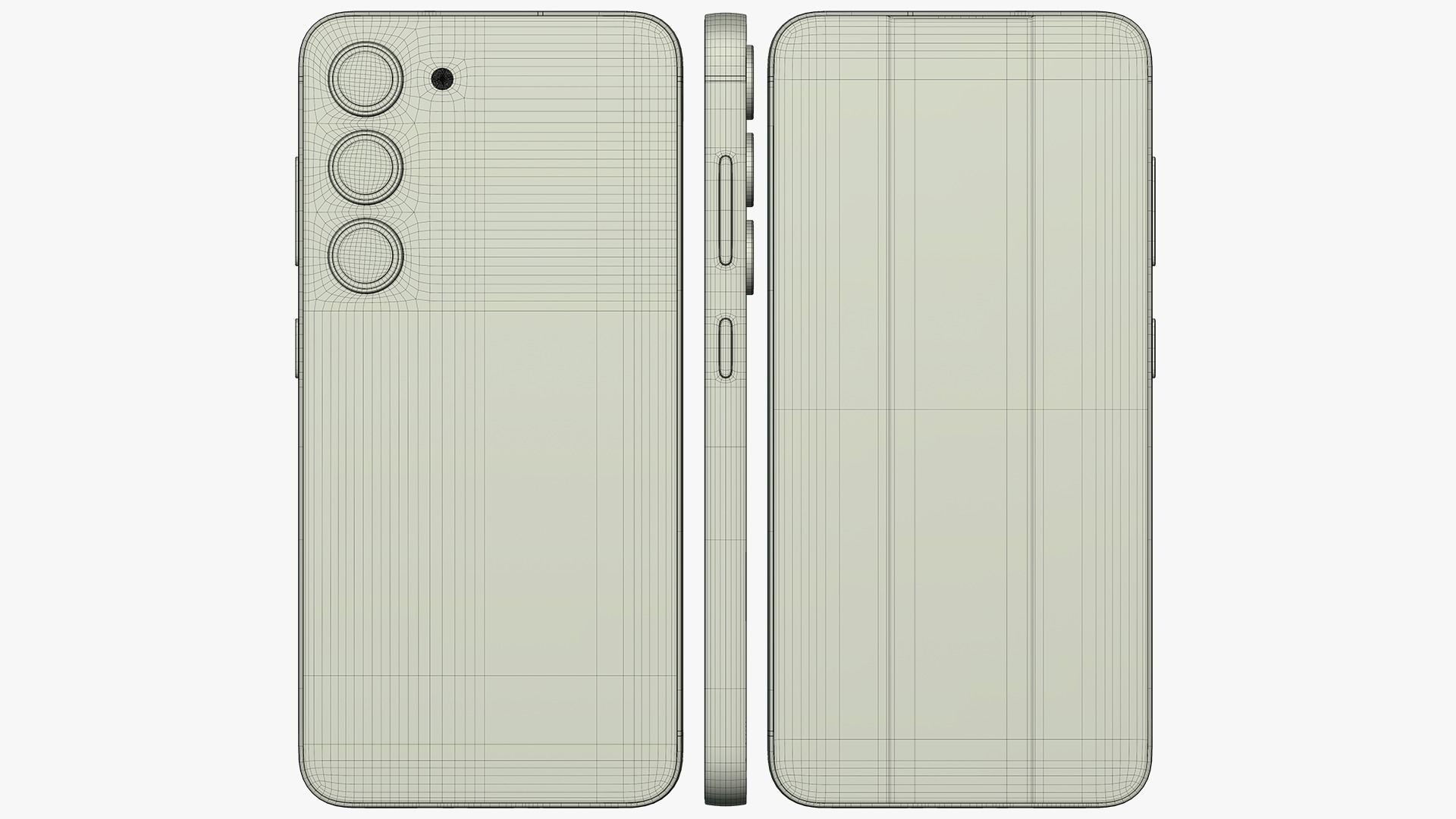 Samsung Galaxy S23 Cream Low-poly 3D model_12