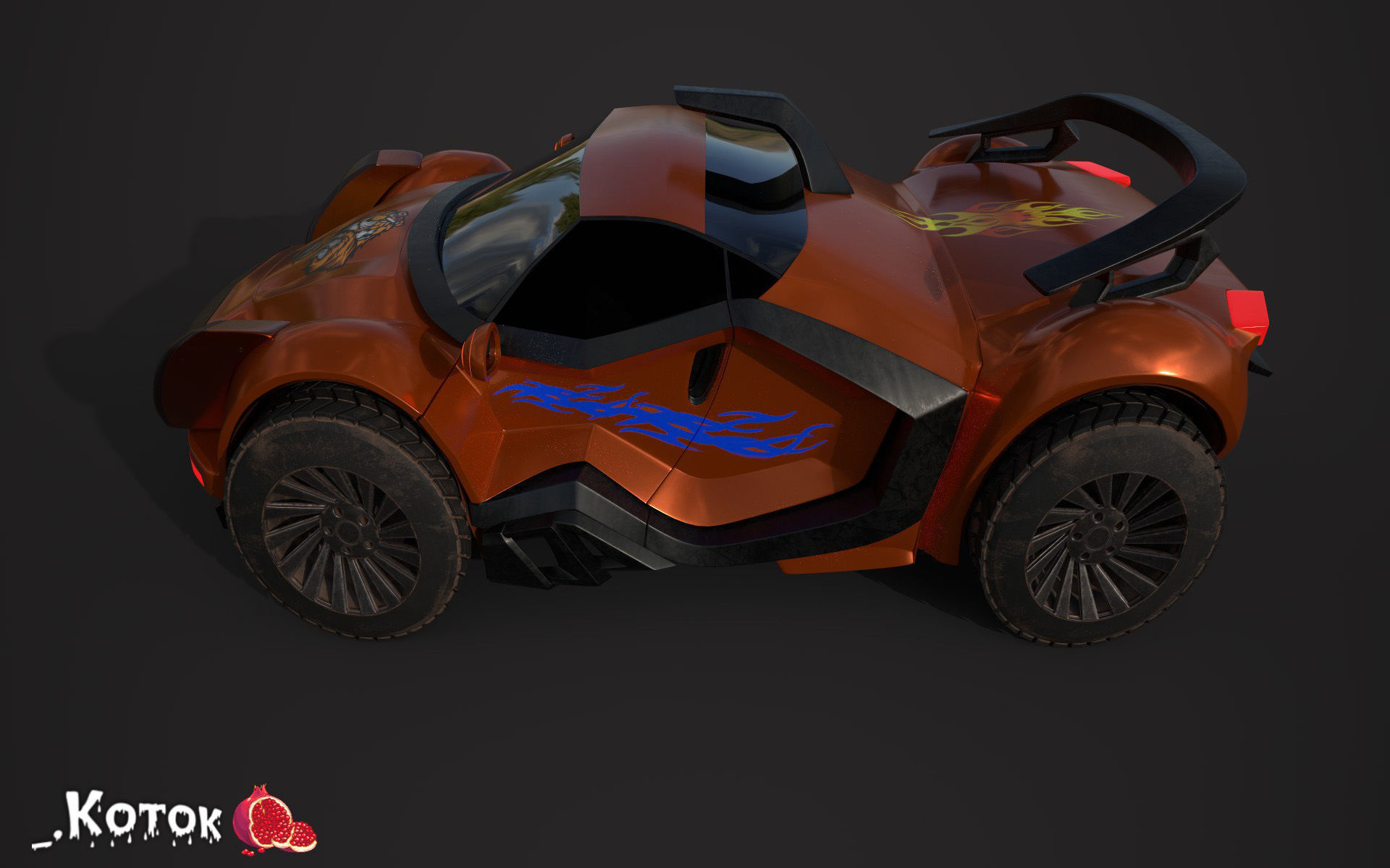 Vehicle car Low-poly 3D model_8