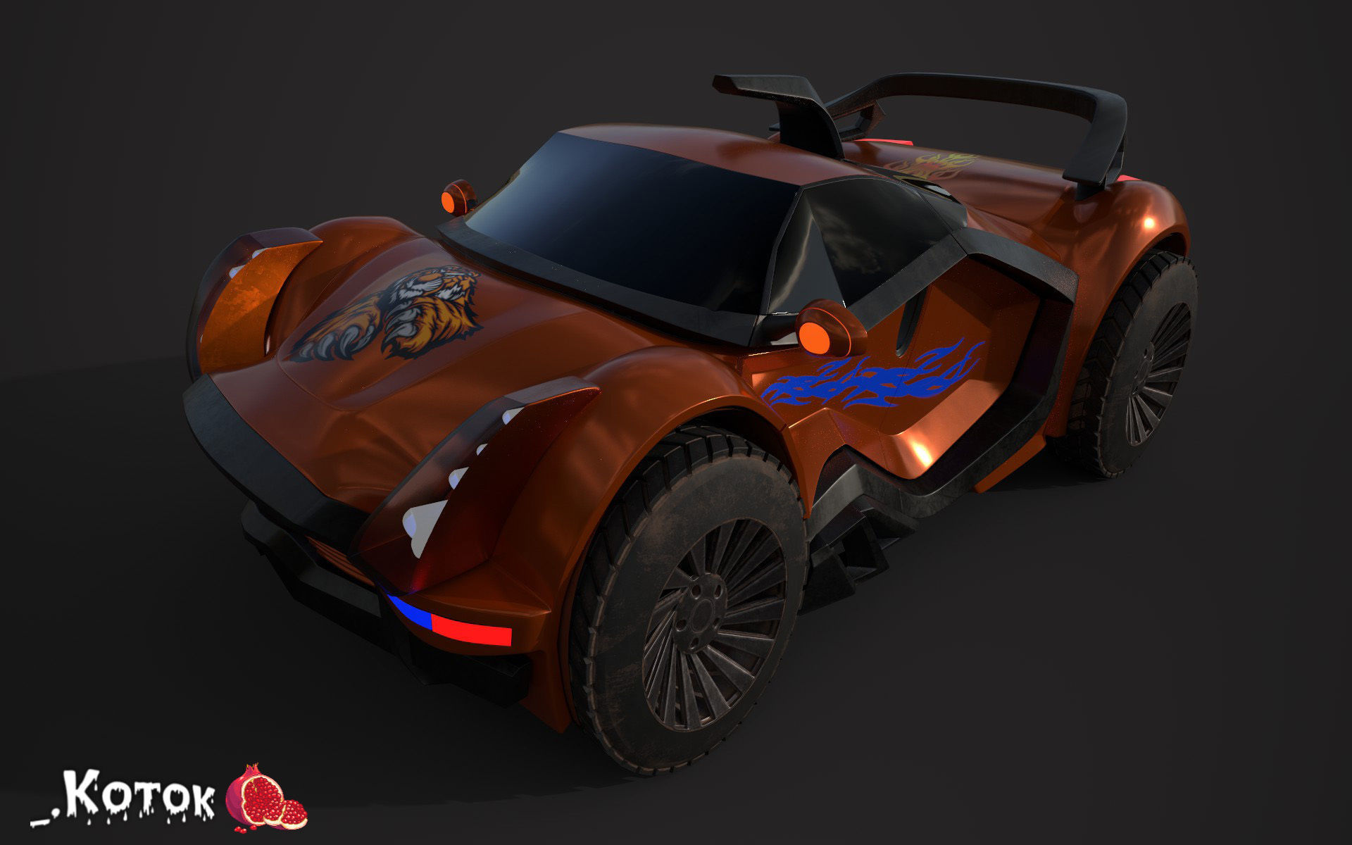 Vehicle car Low-poly 3D model_9