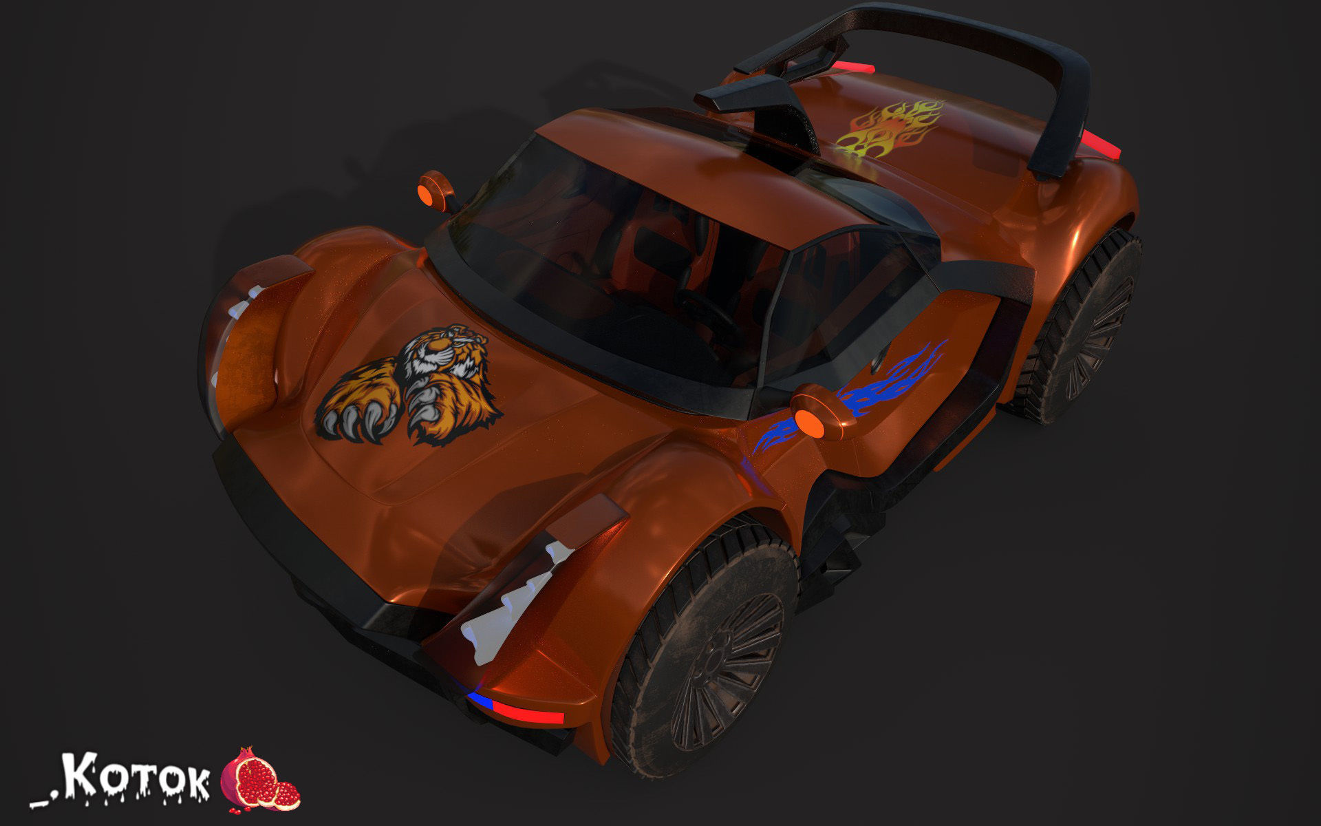 Vehicle car Low-poly 3D model_4