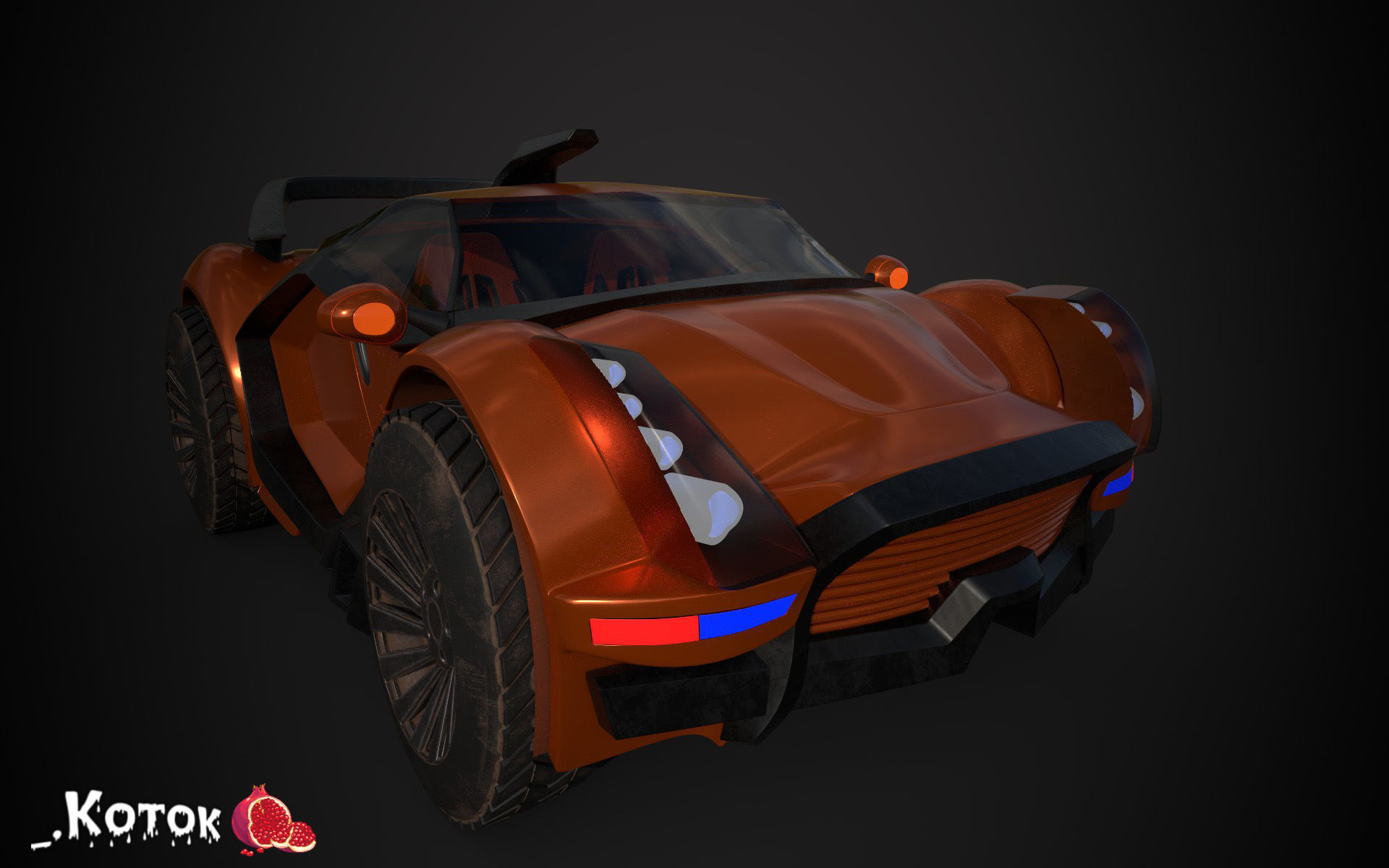 Vehicle car Low-poly 3D model_2