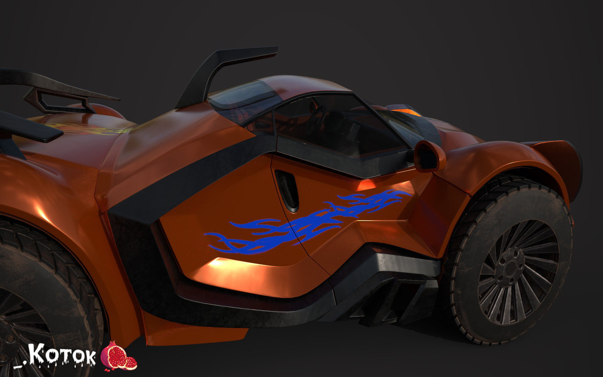 Vehicle car Low-poly 3D model_5