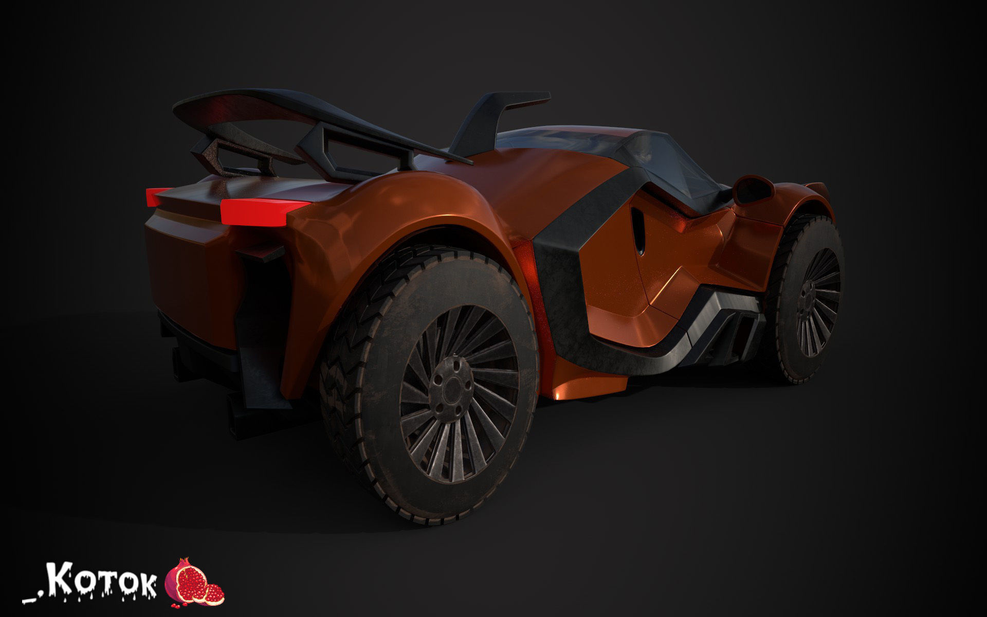 Vehicle car Low-poly 3D model_3