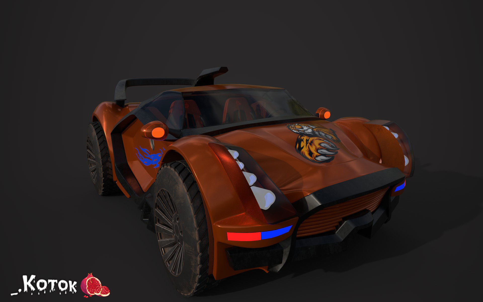 Vehicle car Low-poly 3D model_13