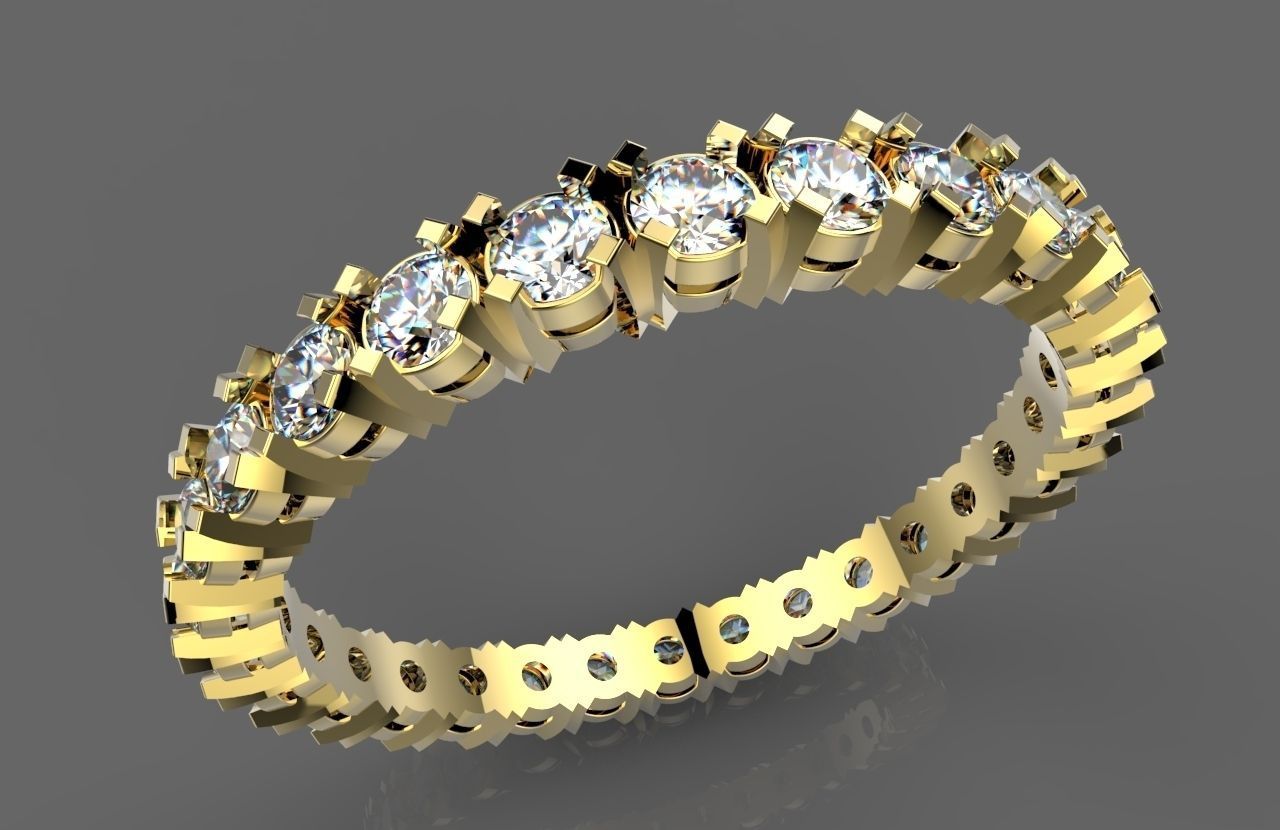 R 098 gold diamond eternity ring 3D print model_1