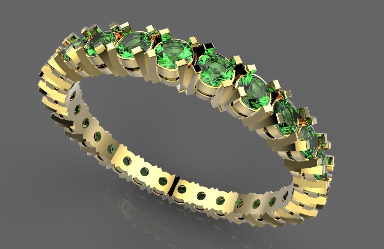 R 098 gold diamond eternity ring 3D print model_2