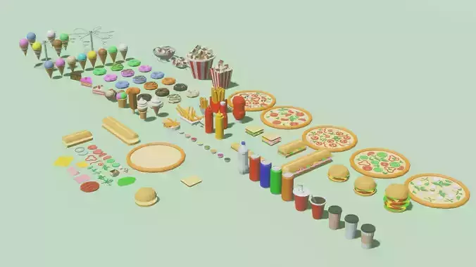 Food and Constructor - Low Poly Pack 3D
