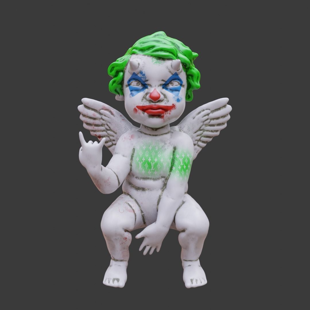 Cheeky Cherub with Horns 3D print model_7
