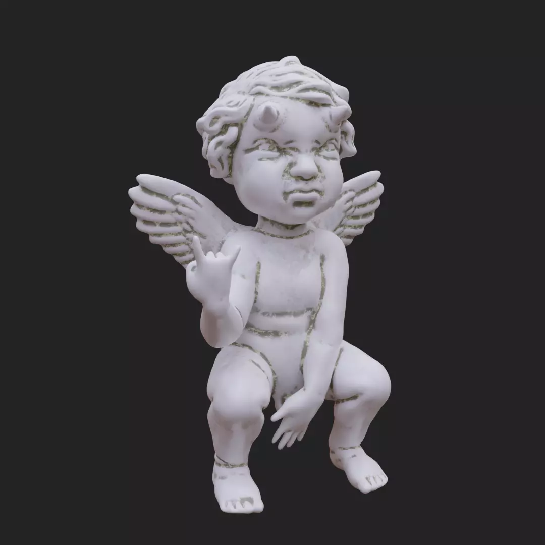 Cheeky Cherub with Horns 3D print model_0